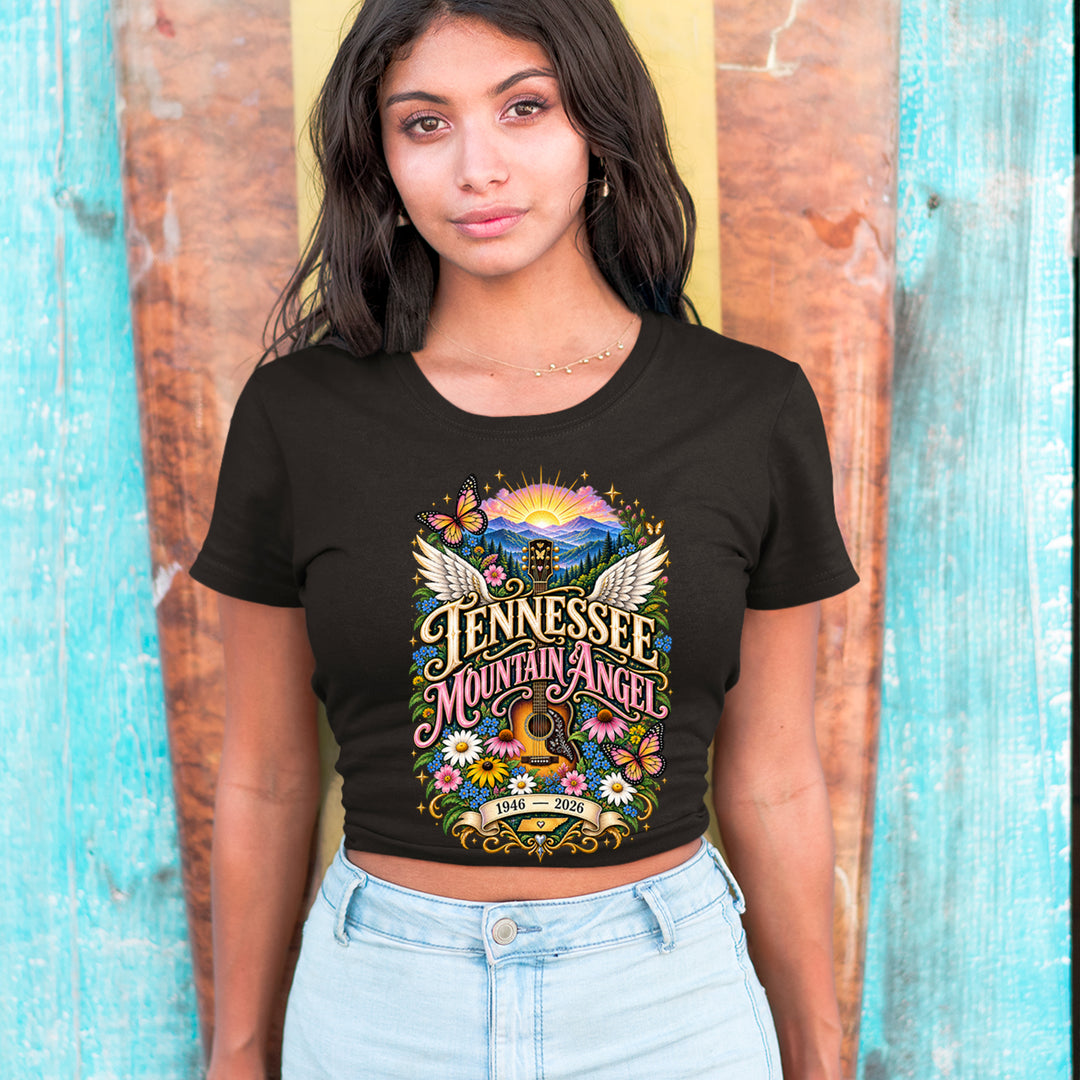Tennessee Mountain Angel Wings Dolly Cropped T-Shirt 