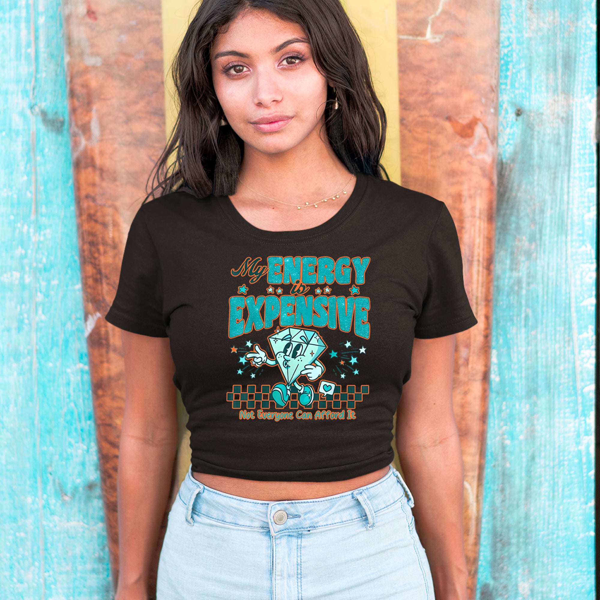 Diamond My Energy Is Expensive Cropped T-Shirt 