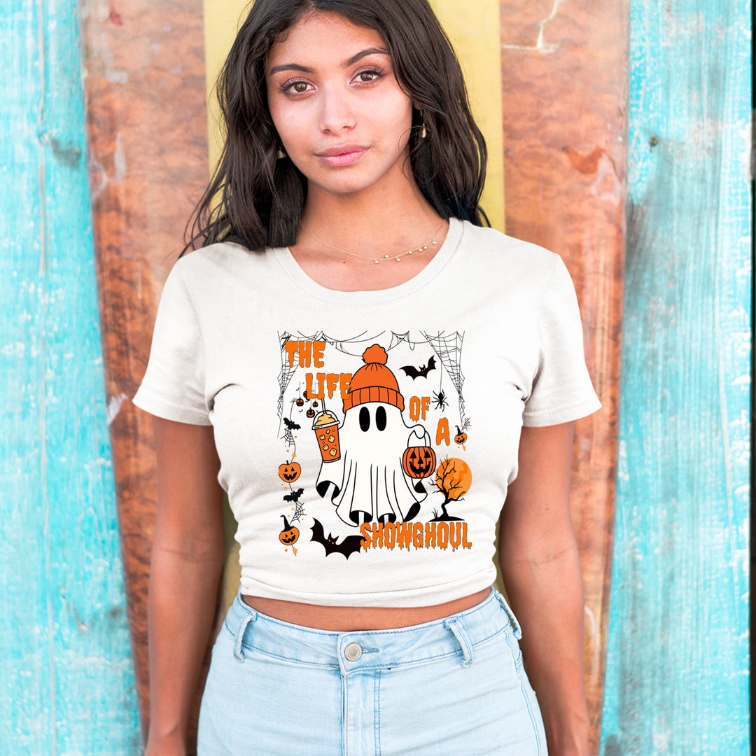Life of a Showghoul Halloween Showgirl Vibes Cropped T-Shirt