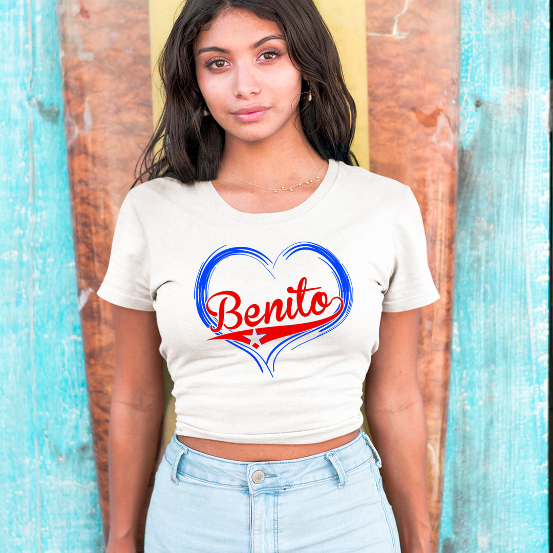 Benito Heart Puerto Rico Cropped T-Shirt 