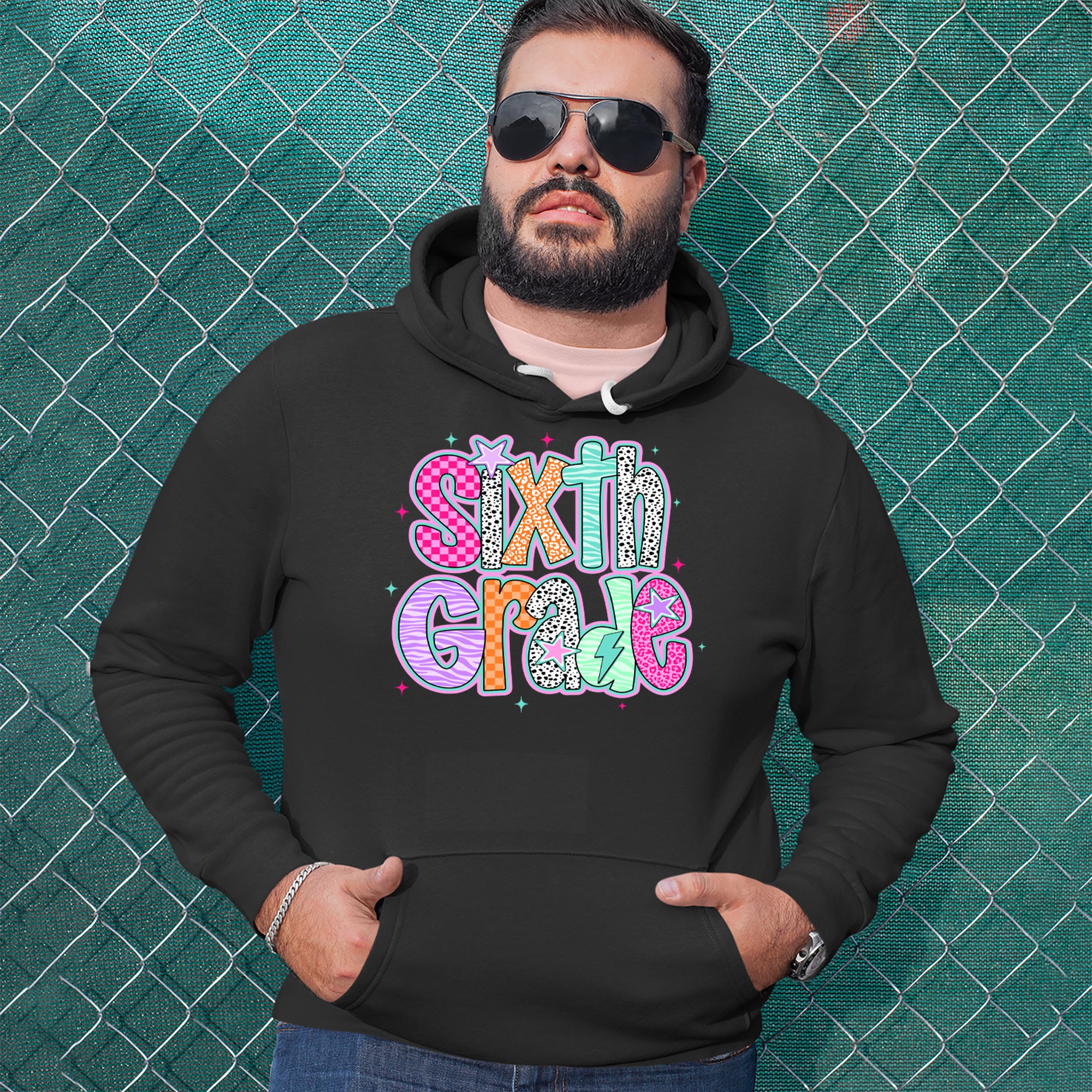 Sixth Grade Colorful Back to School Adult Hoodie Sweatshirt 