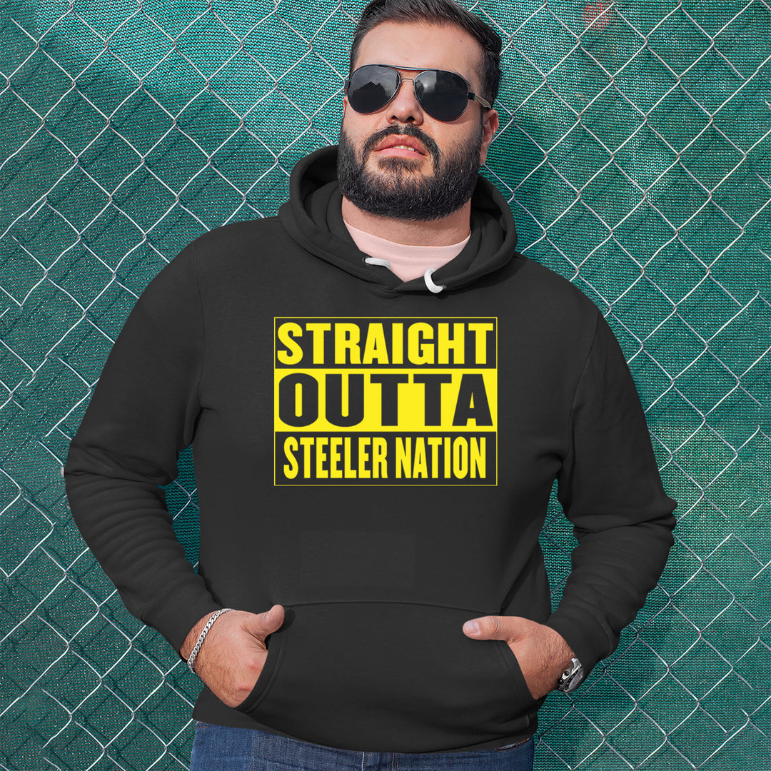 Straight Outta Steeler Nation Football graphic on Unisex Heavyweight Fleece Pullover Hoodie alternate view 2