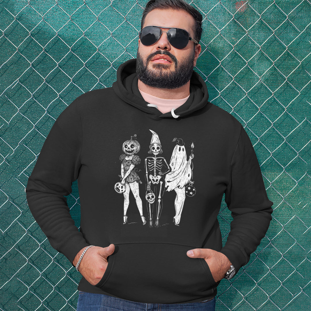 Vintage Spooky Squad Pinup Halloween Design Adult Hoodie Sweatshirt