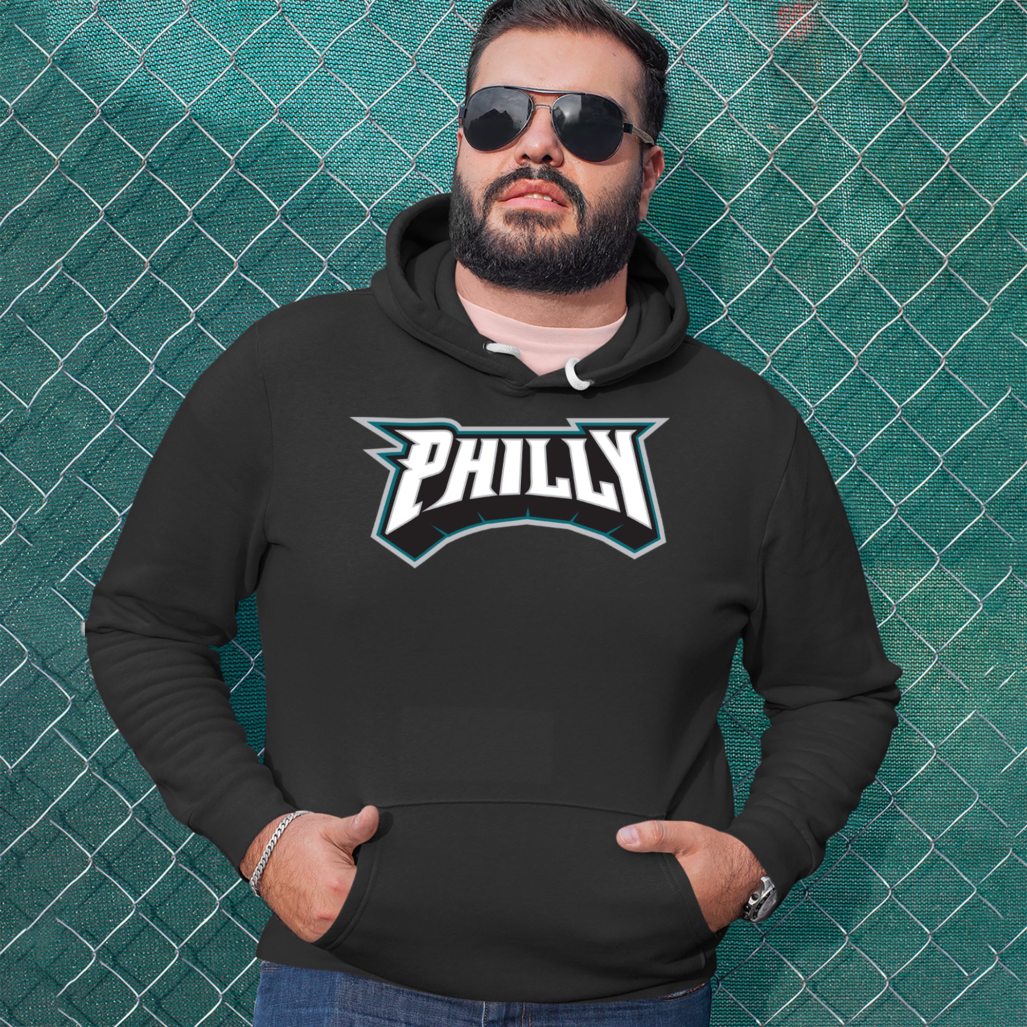 Philly Bold Block Throwback Adult Hoodie Sweatshirt 