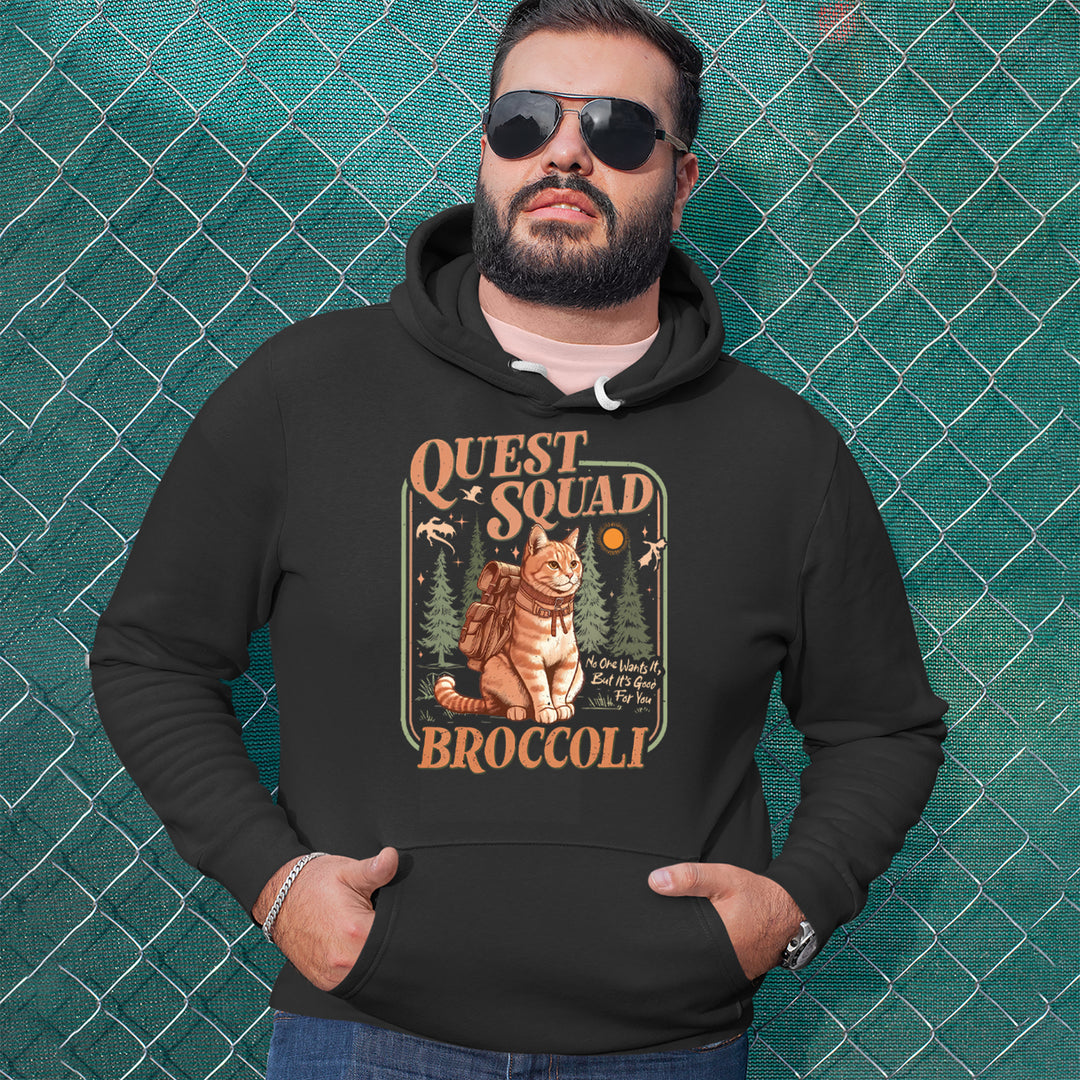 Quest Squad Broccoli Cat Fantasy Reader  Adult Hoodie Sweatshirt 