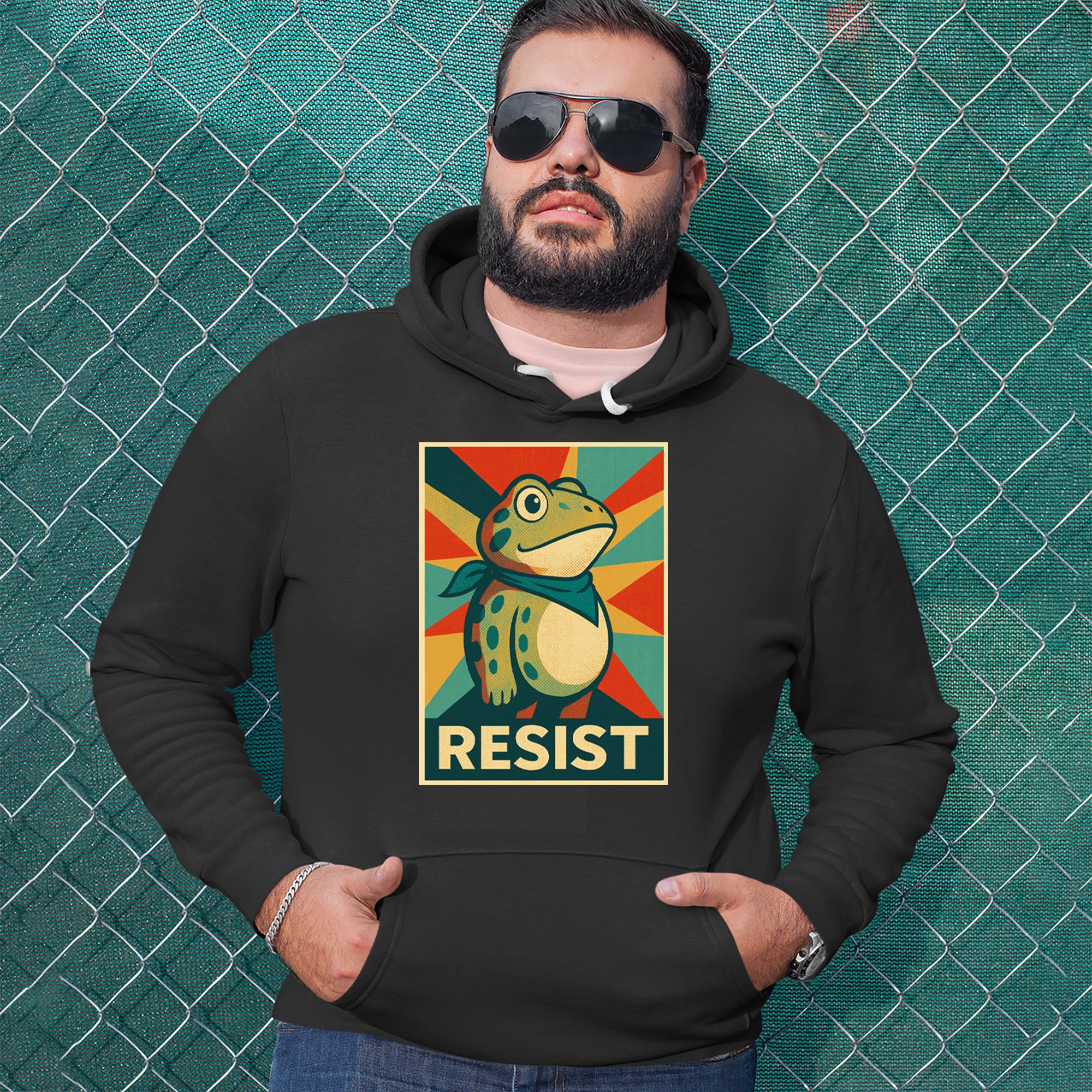 Resist Portland Protest Frog Adult Hoodie Sweatshirt 