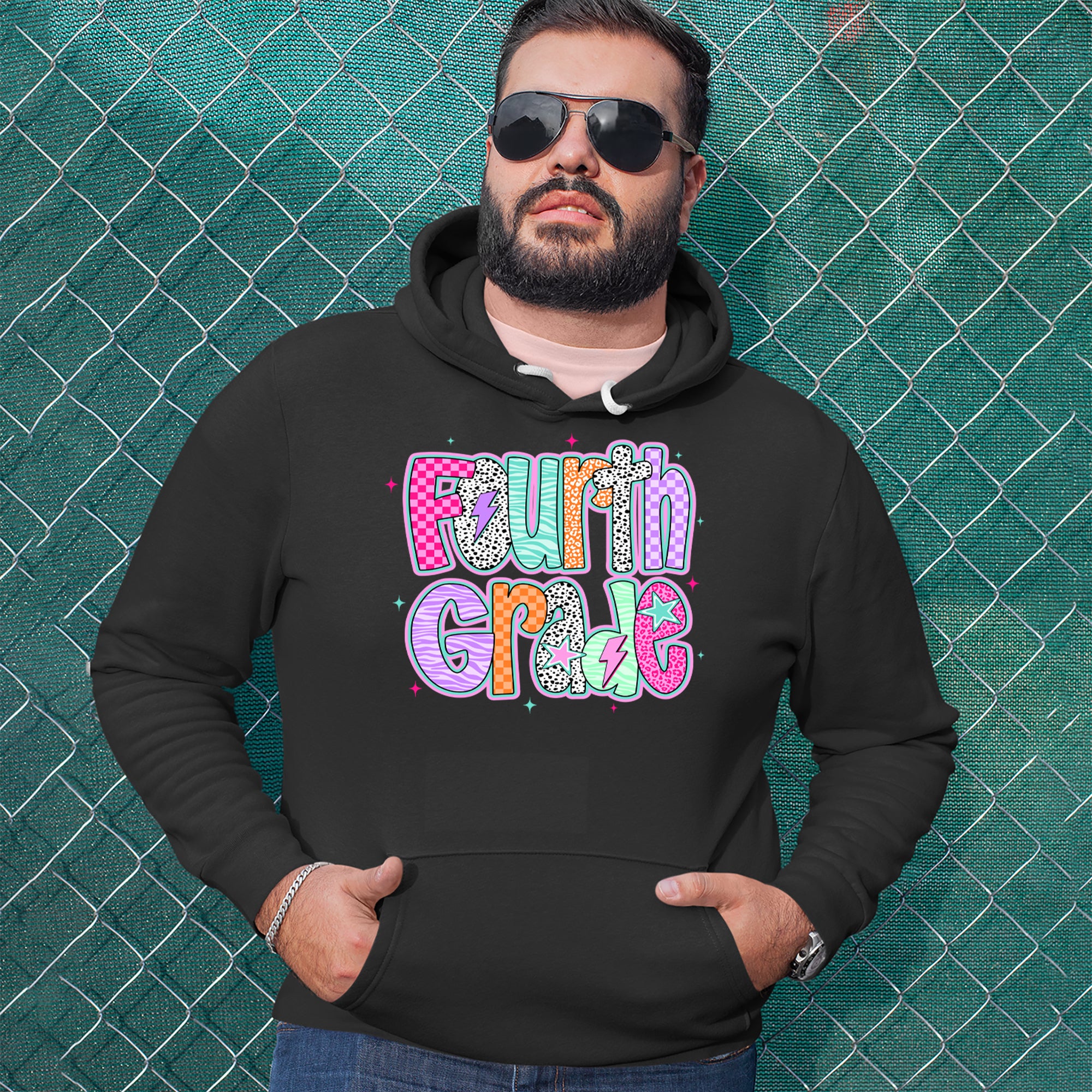 Fourth Grade Fierce Colorful Back to School Adult Hoodie Sweatshirt 