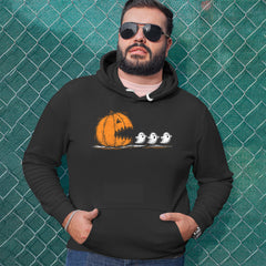 Pumpkin Pacman Chasing Ghosts Halloween Adult Hoodie Sweatshirt 