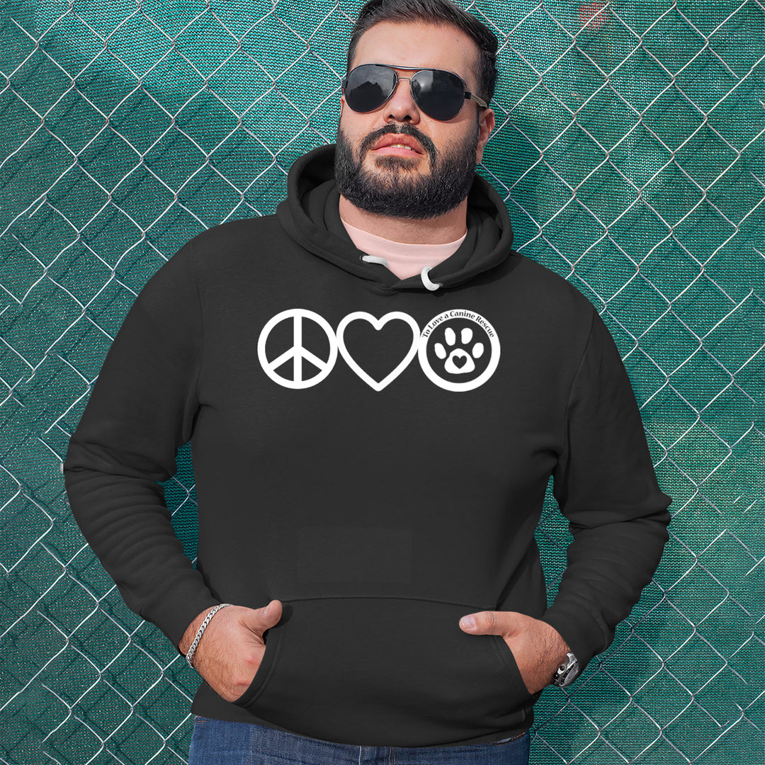Peace, Love and TLC Dog Rescue Adult Hoodie Sweatshirt 