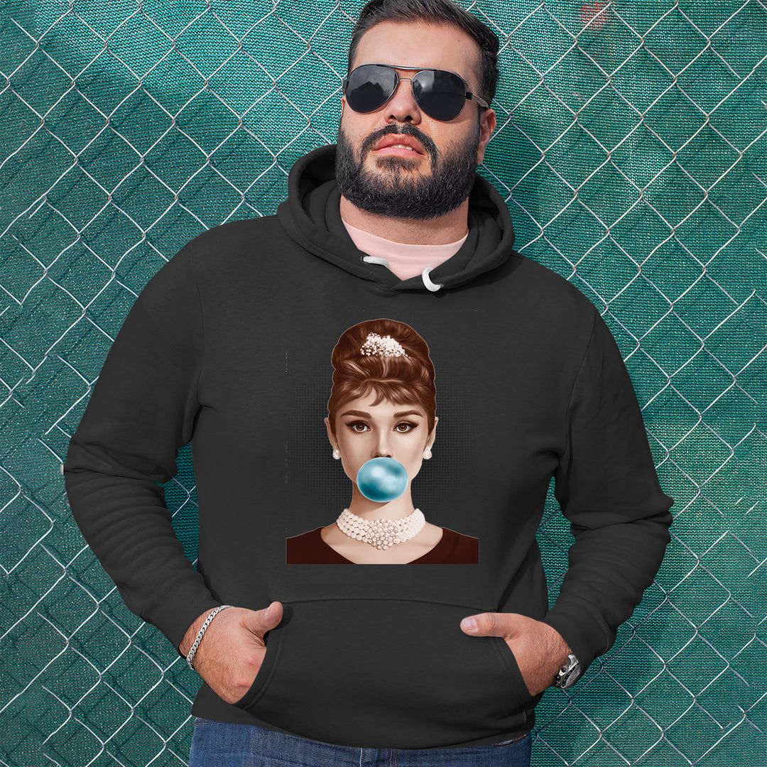 Audrey Hepburn Chewing Bubble Gum American Icon Adult Hoodie Sweatshirt 