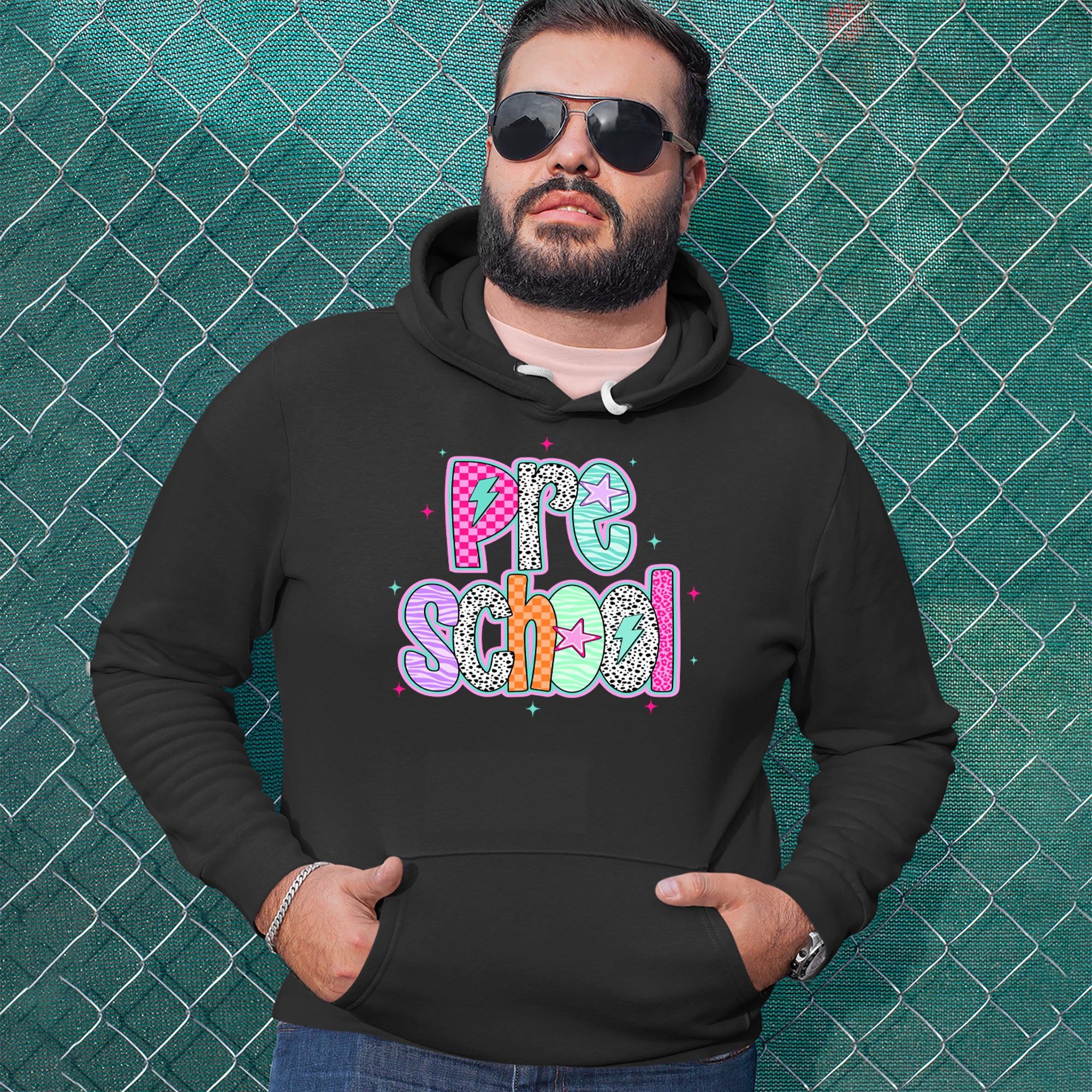Preschool Power Colorful Back to School Adult Hoodie Sweatshirt 