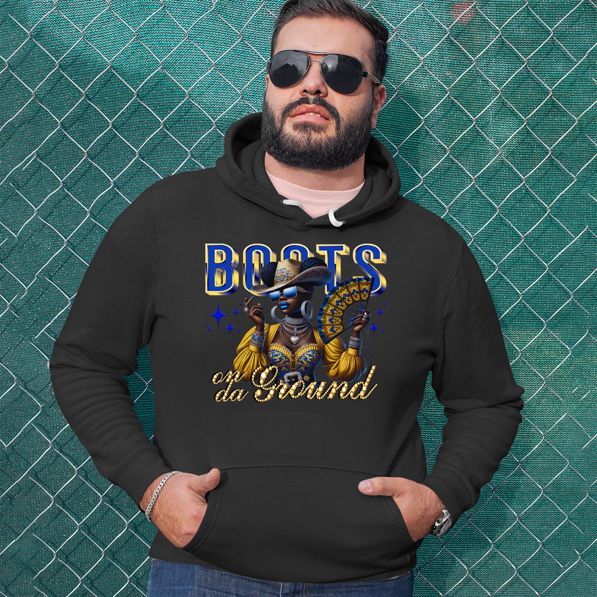 Boots On Da Ground Folding Fan Adult Hoodie Sweatshirt 