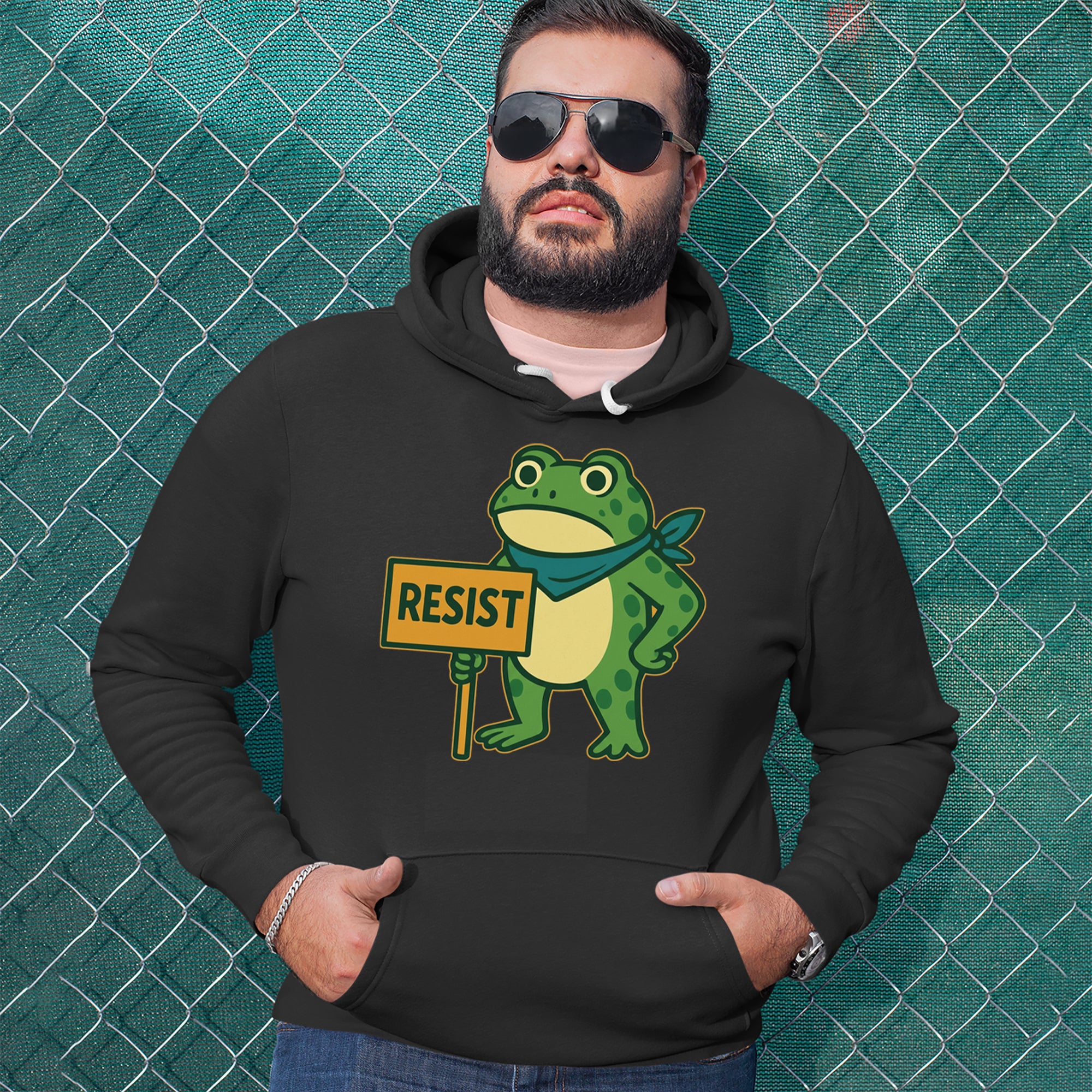 Sign Resist Meme Frog Protest Adult Hoodie Sweatshirt 