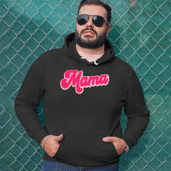 Mama Hot Pink Glitter Chenille Patch Adult Hoodie Sweatshirt 