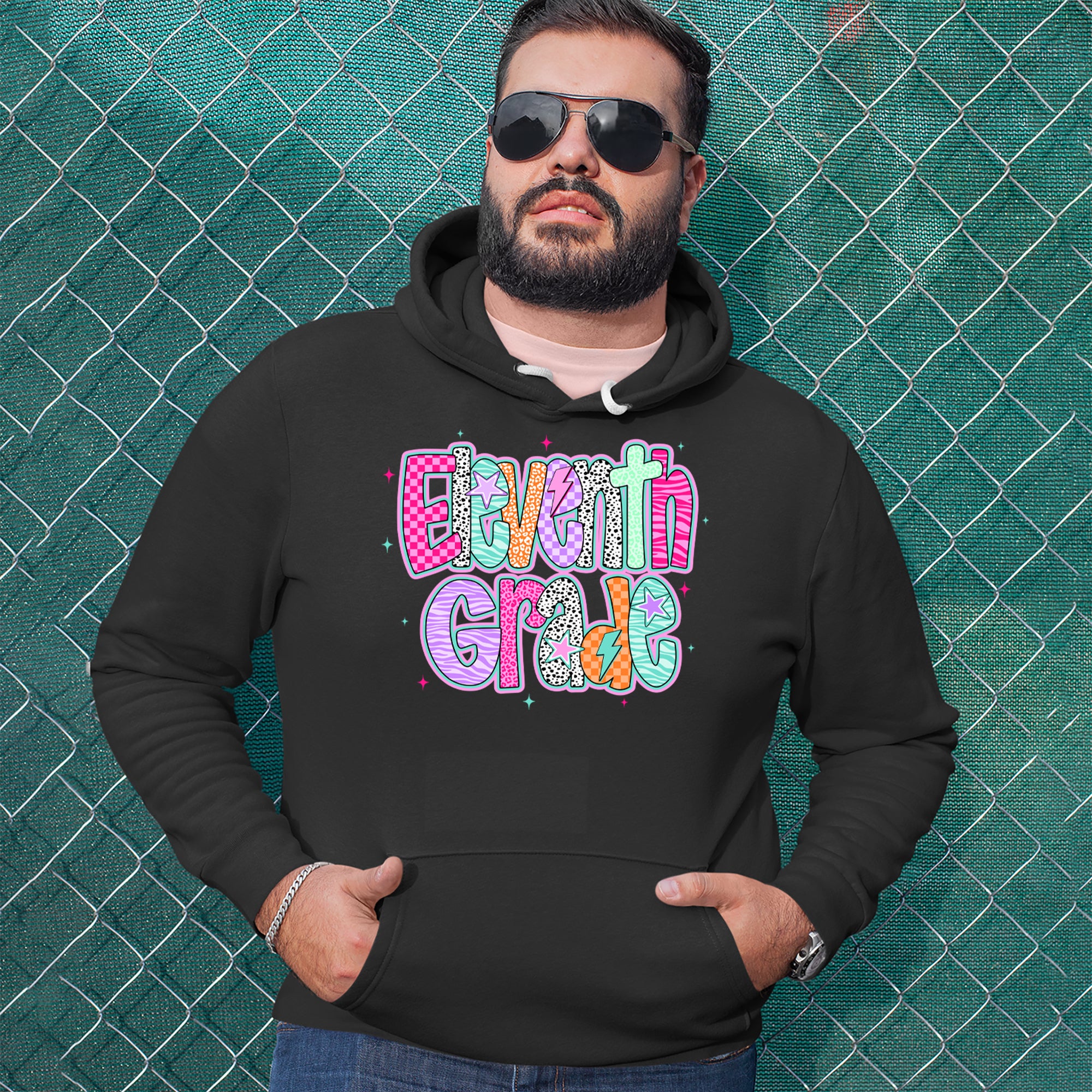 Eleventh Grade Extra Colorful Back to School Adult Hoodie Sweatshirt 