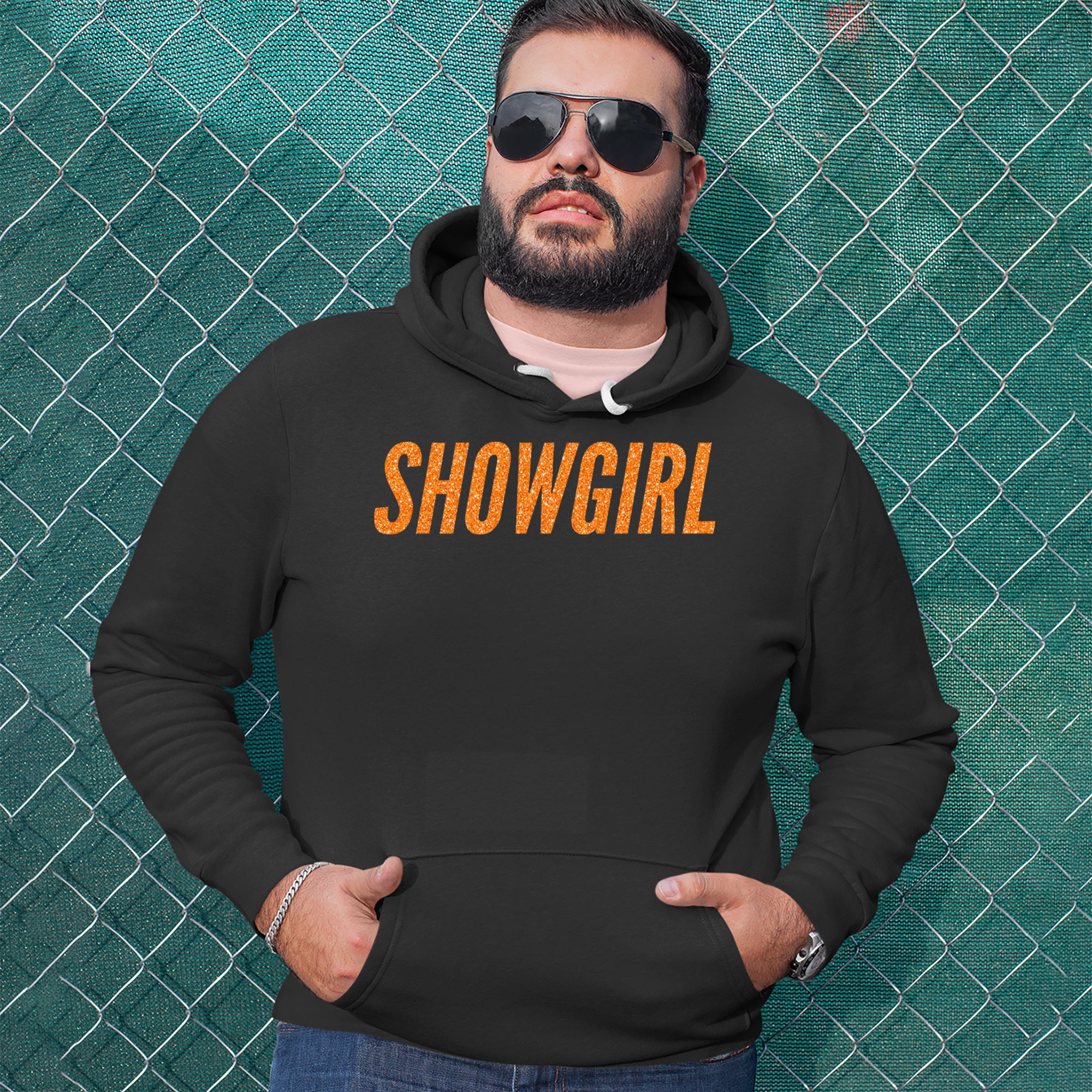Showgirl Orange Glitter Adult Hoodie Sweatshirt 