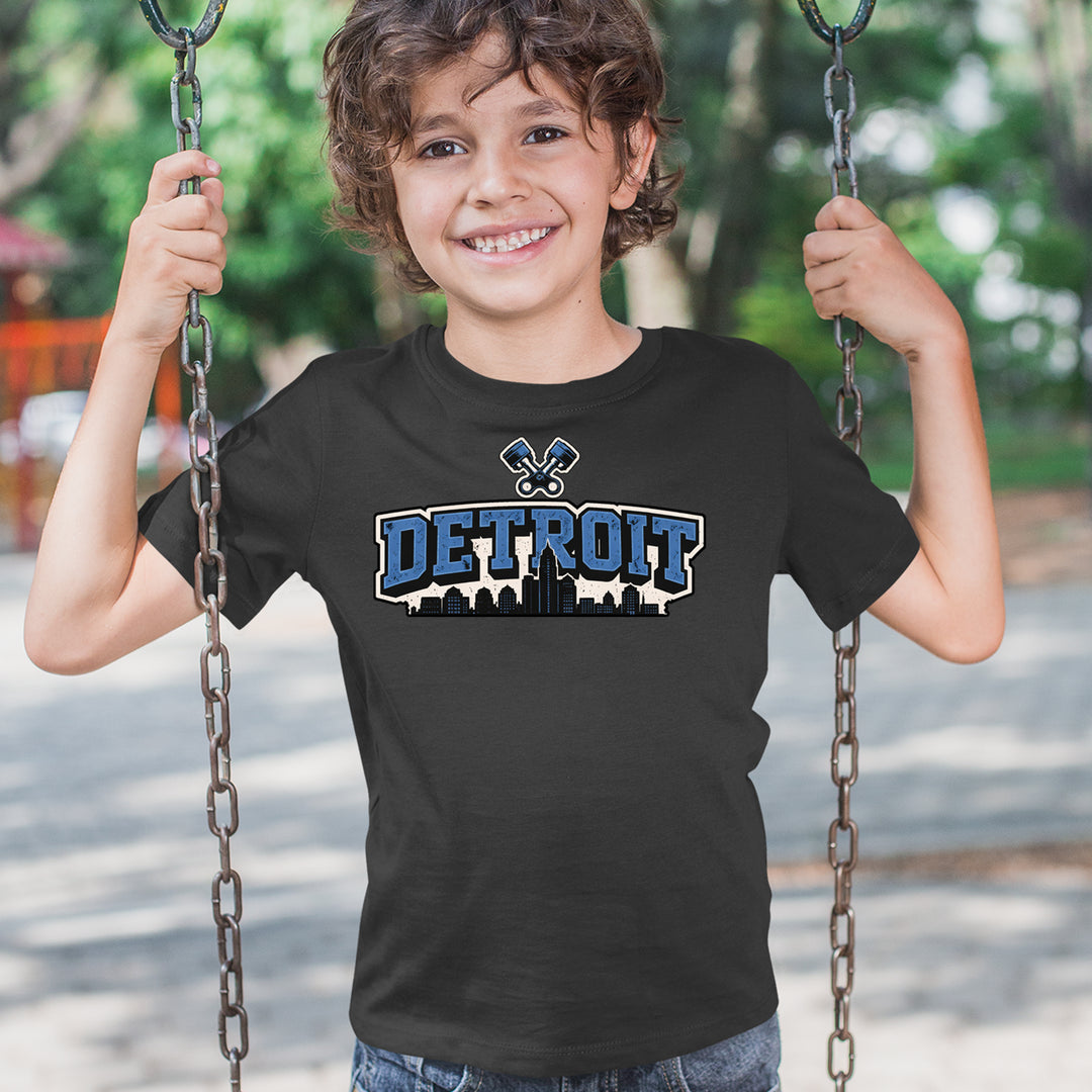 Detroit Motor City Retro Piston Youth T-shirt 
