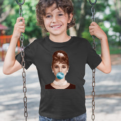 Audrey Hepburn Chewing Bubble Gum American Icon Youth T-shirt 
