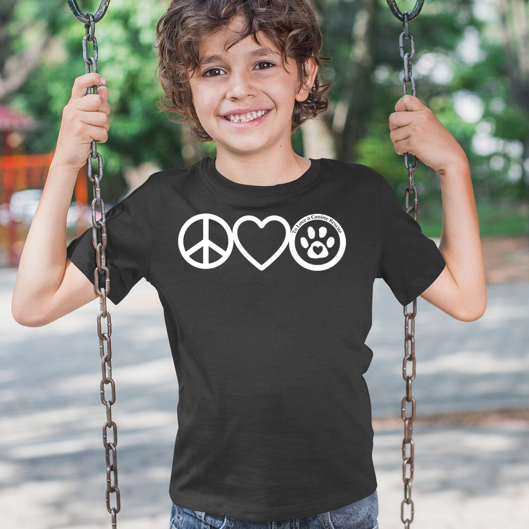 Peace, Love and TLC Dog Rescue Youth T-shirt 