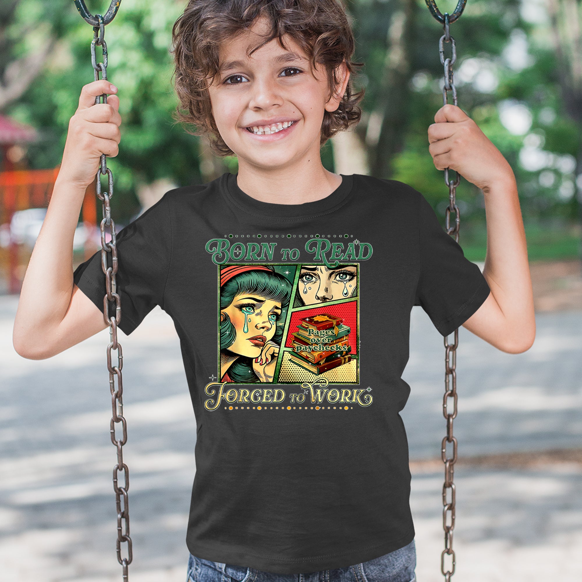 Born To Read, Forced To Work Youth T-shirt 