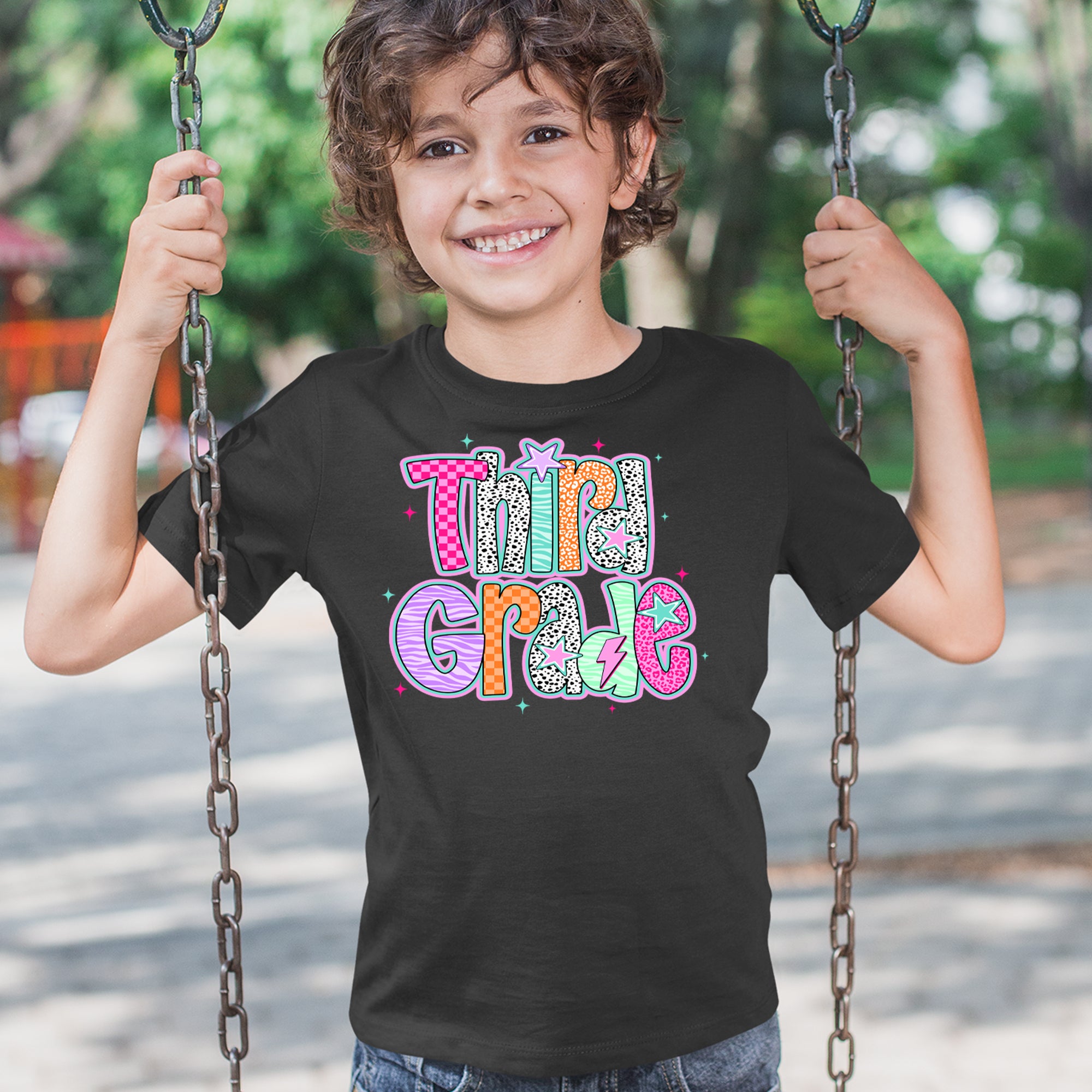 Third Grade Thunder Colorful Back to School Youth T-shirt 