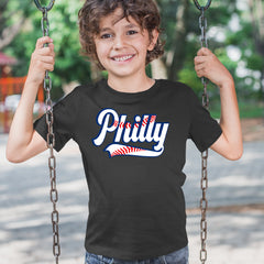 Philly Baseball Stitching graphic on Kids' Heavyweight Cotton T-Shirt alternate view 2