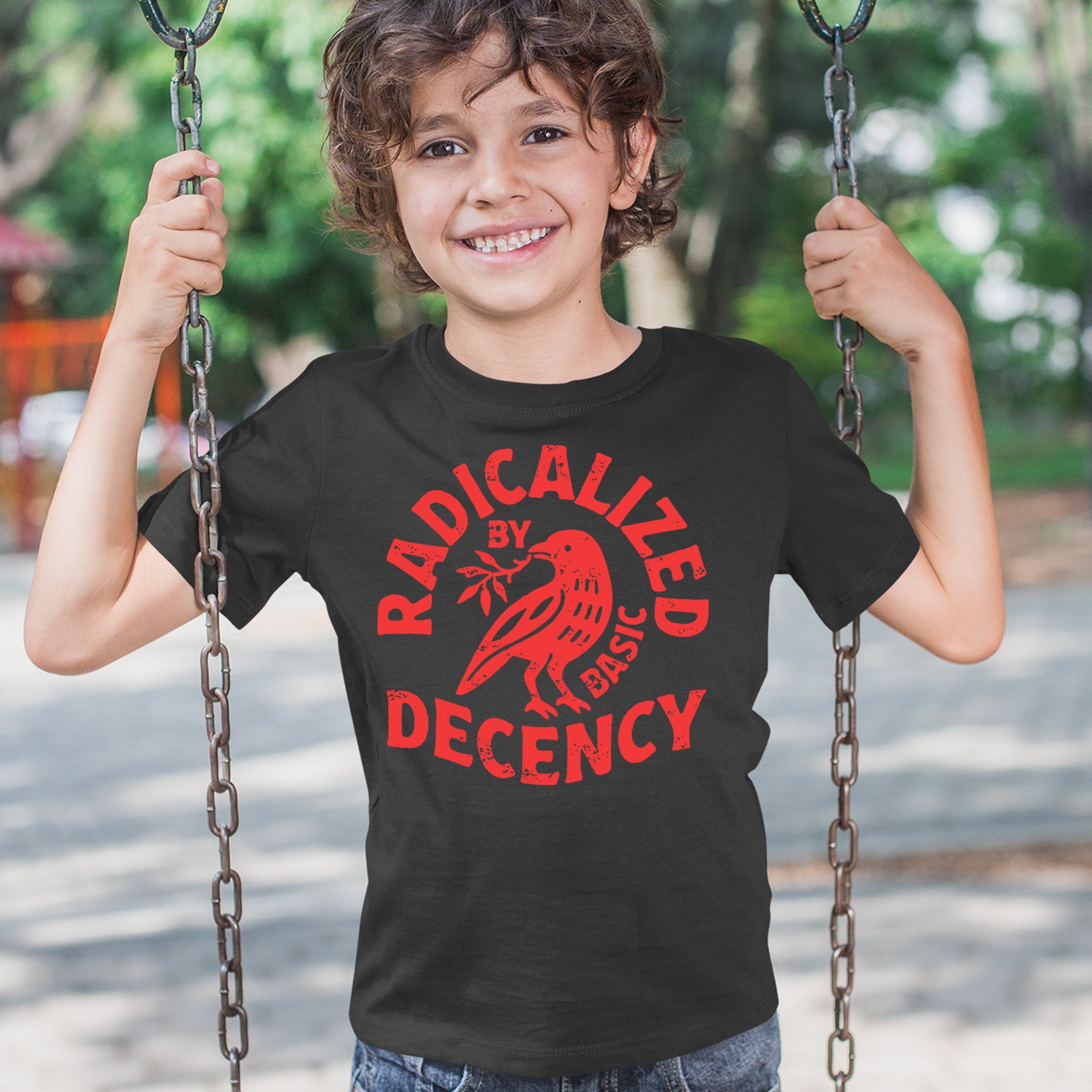 Radicalized by Basic Decency Dove Protest Statement Youth T-shirt 