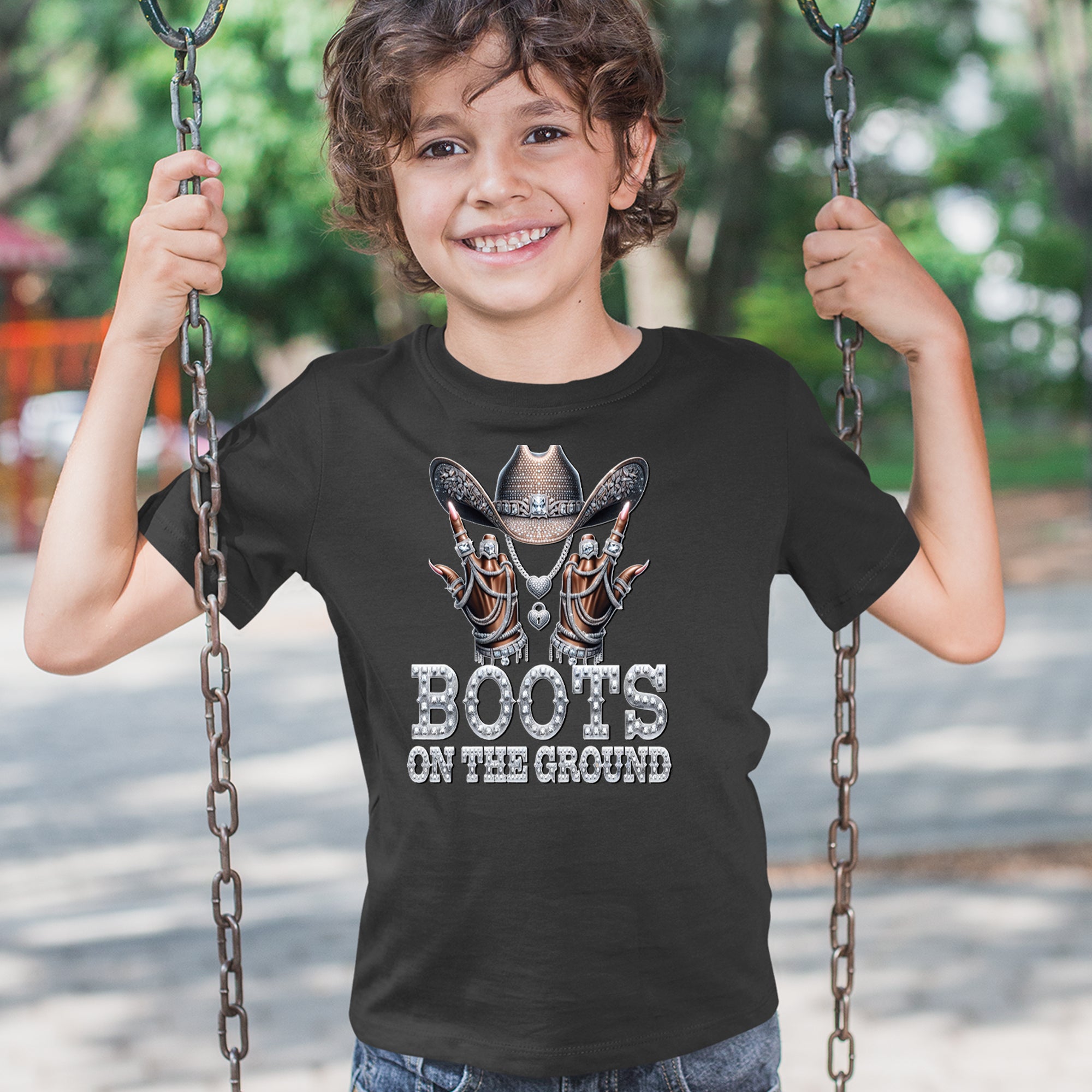 Boots On The Ground Bling Youth T-shirt 