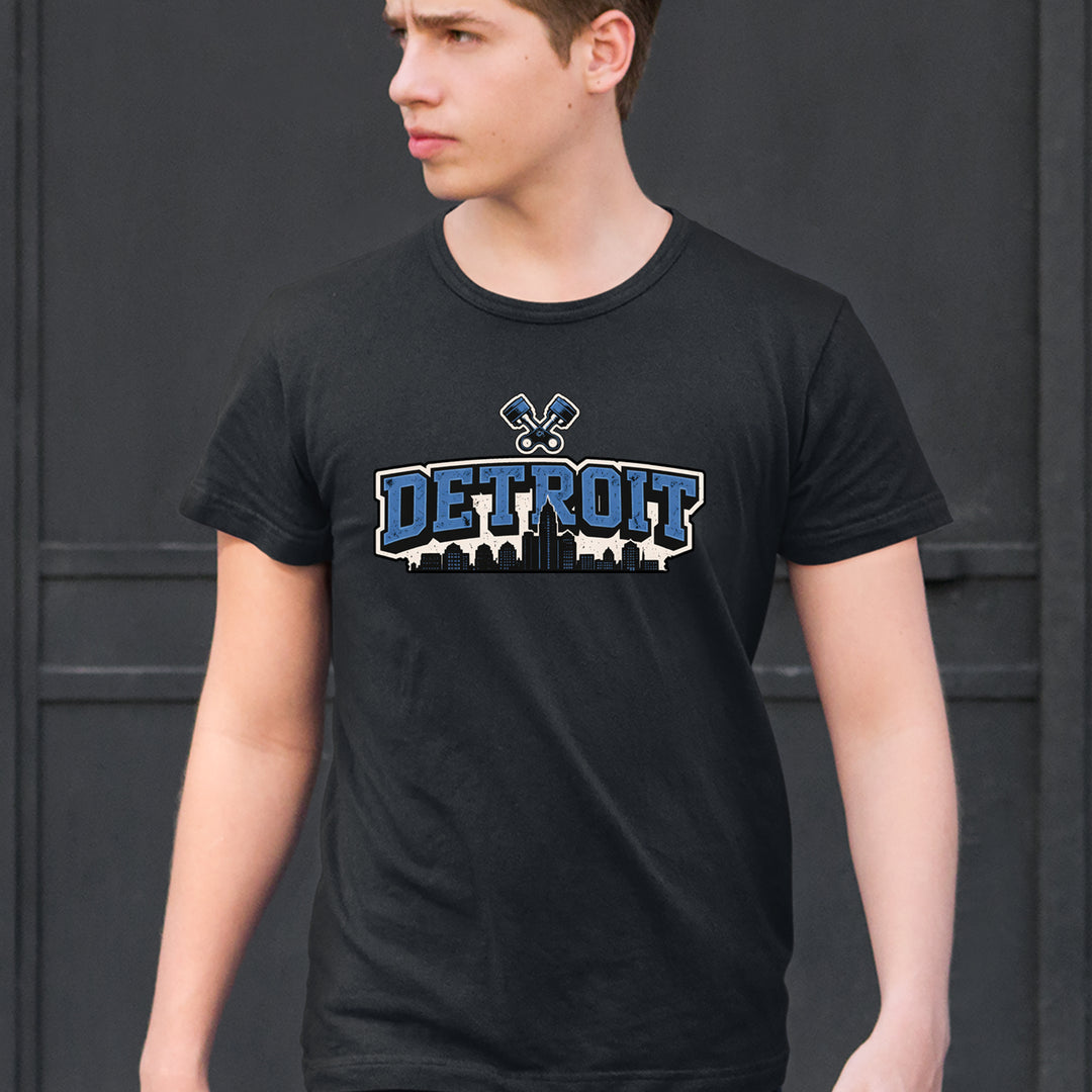 Detroit Motor City Retro Piston Mens T-shirt 
