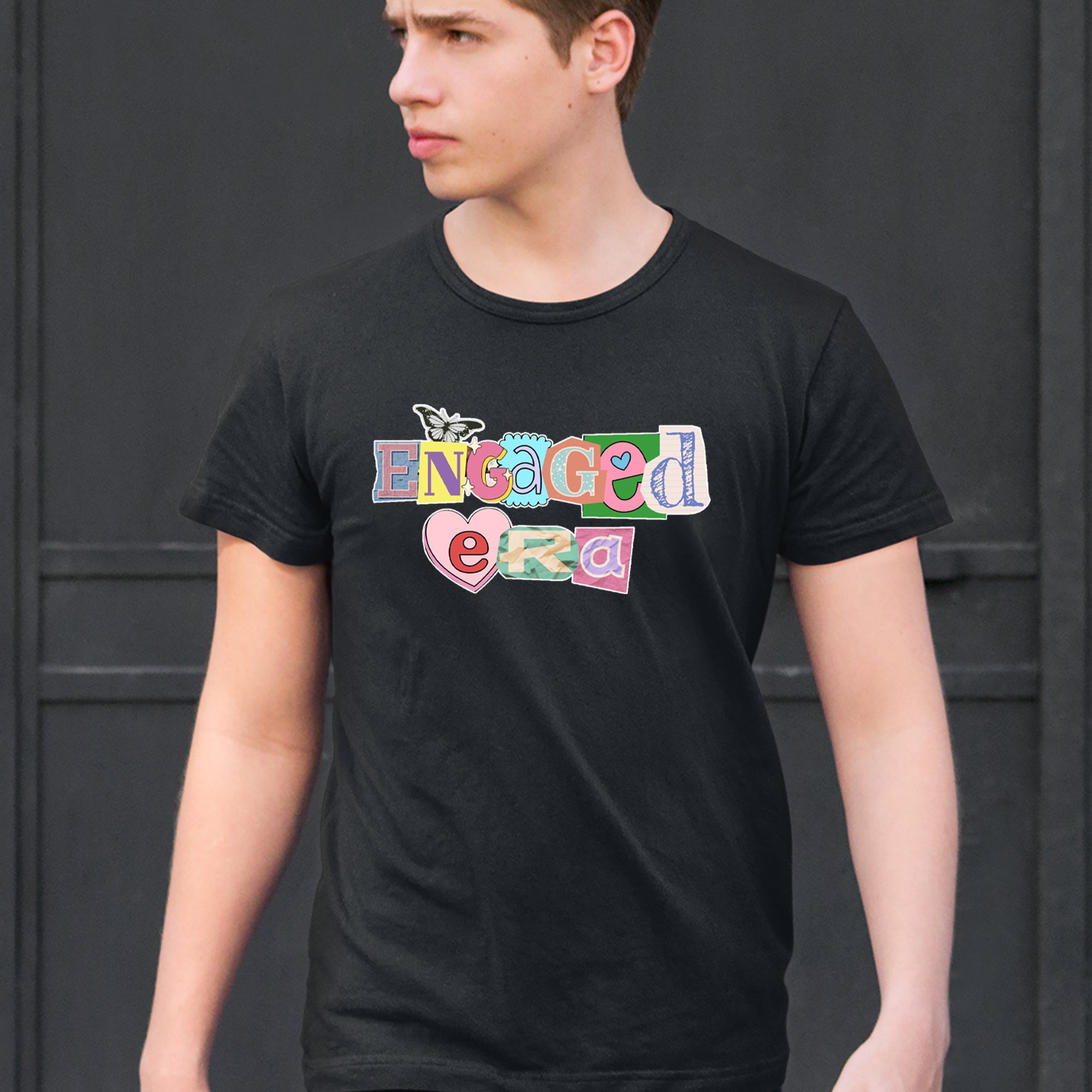 Engaged Era Aesthetic Retro Collage Design Mens T-shirt 