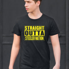 Straight Outta Steeler Nation Football  Mens T-shirt 