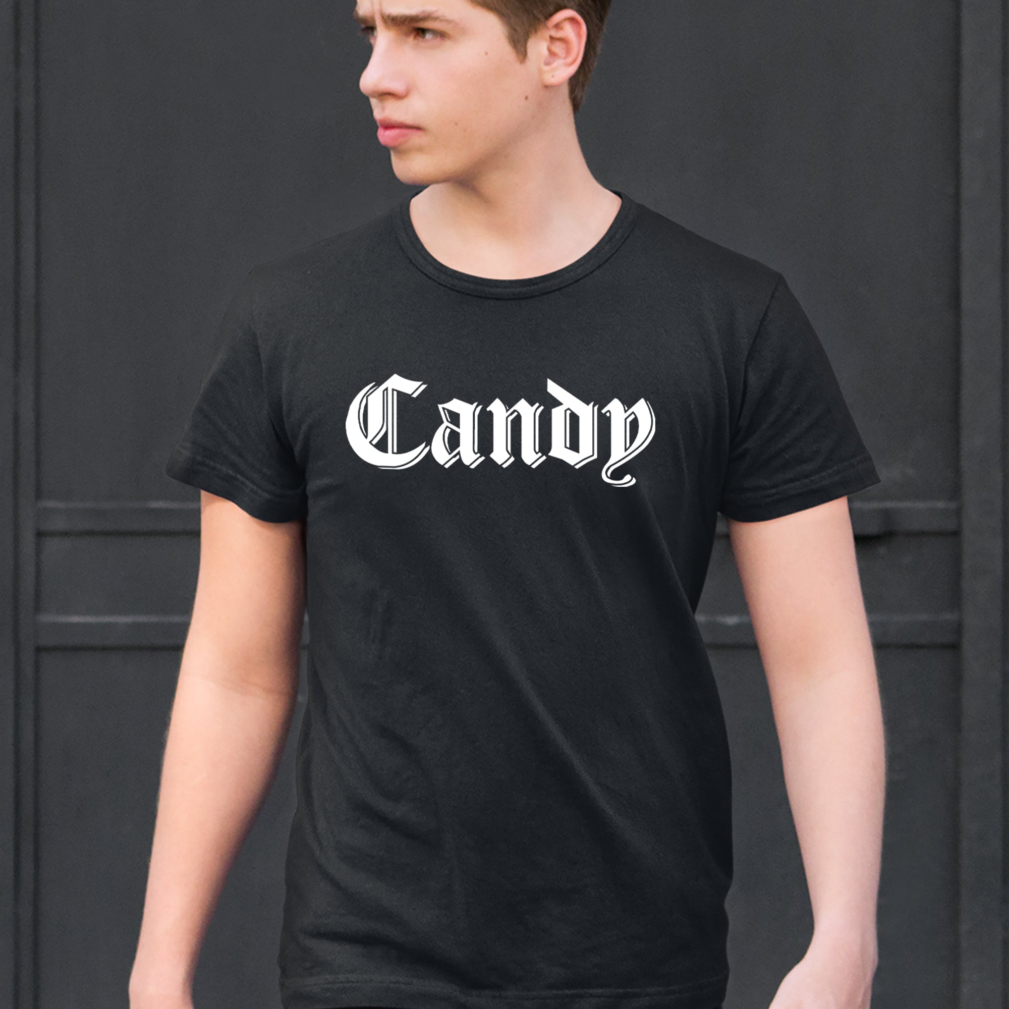 Candy Gothic Lettering Mens T-shirt 