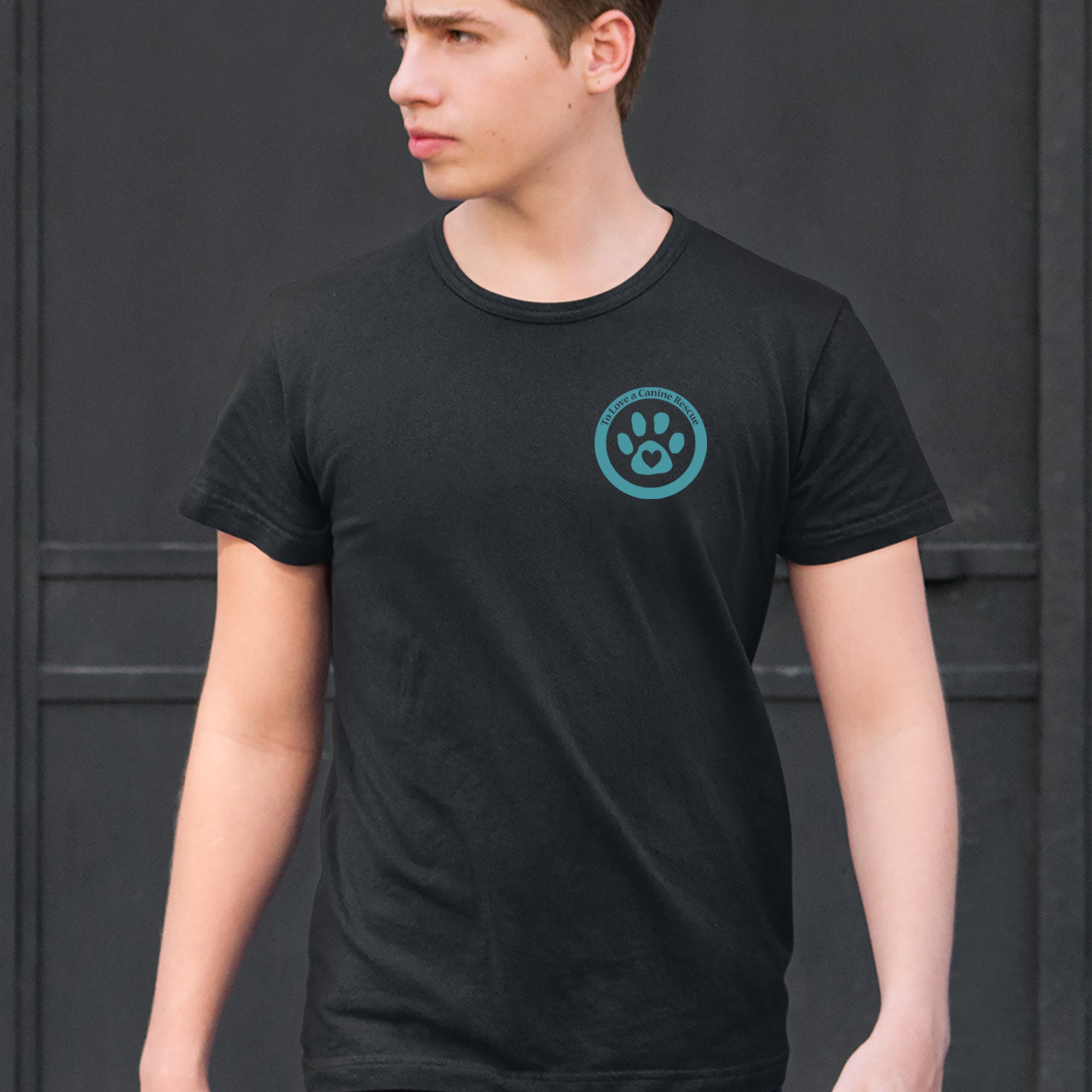 TLC To Love a Canine Dog Rescue Teal Mens T-shirt 