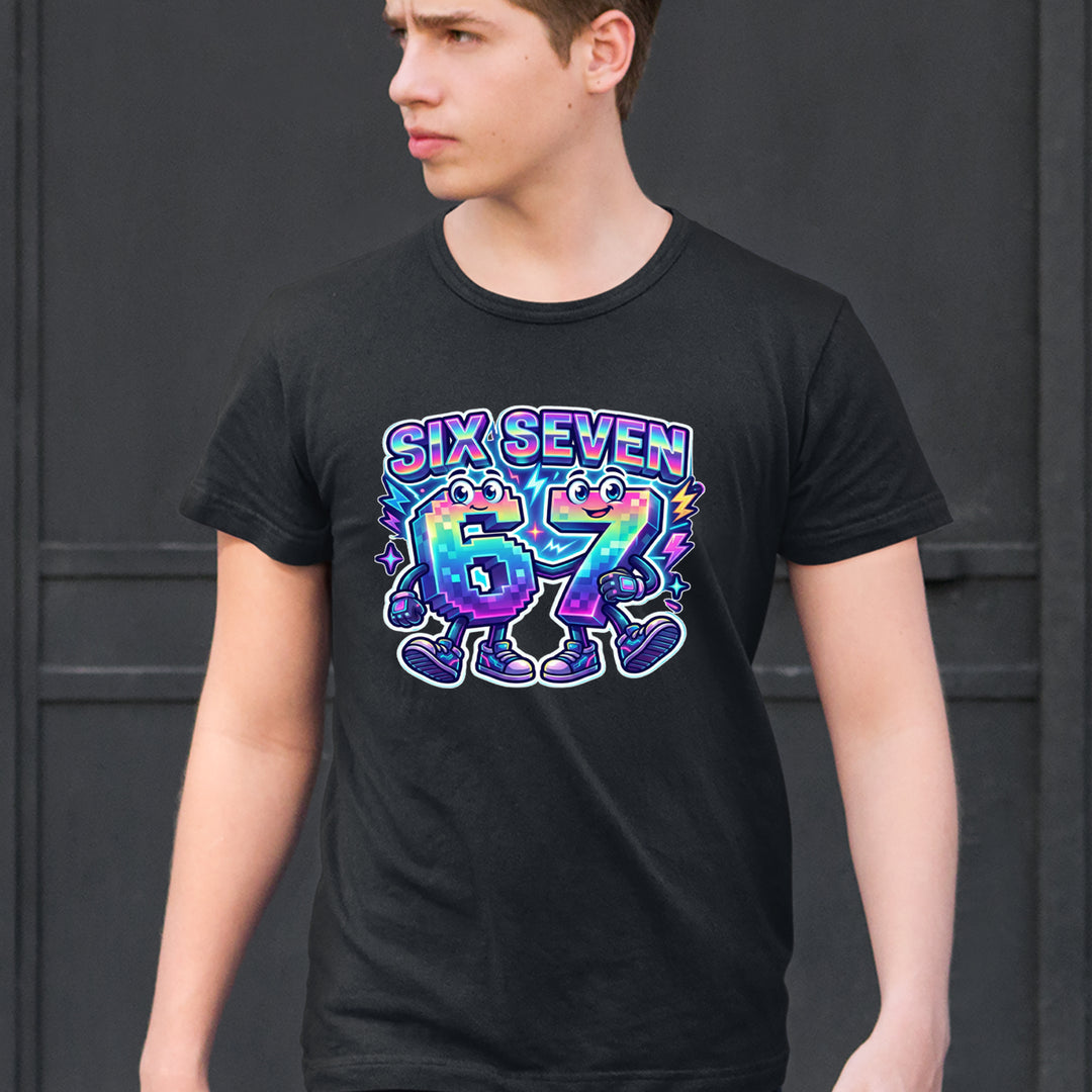 Six Seven 67 Retro Pixel Buddies Mens T-shirt 