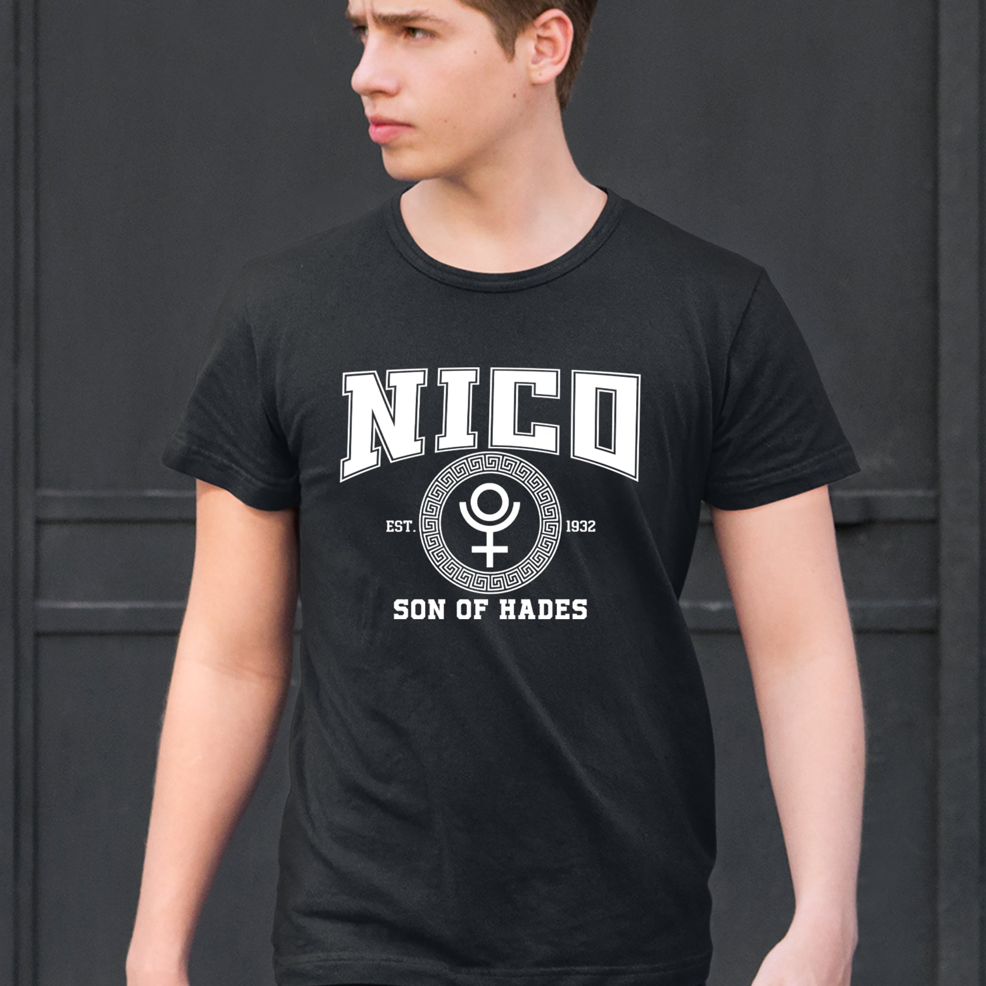 Nico Son of Hades Underworld Crest Mens T-shirt 