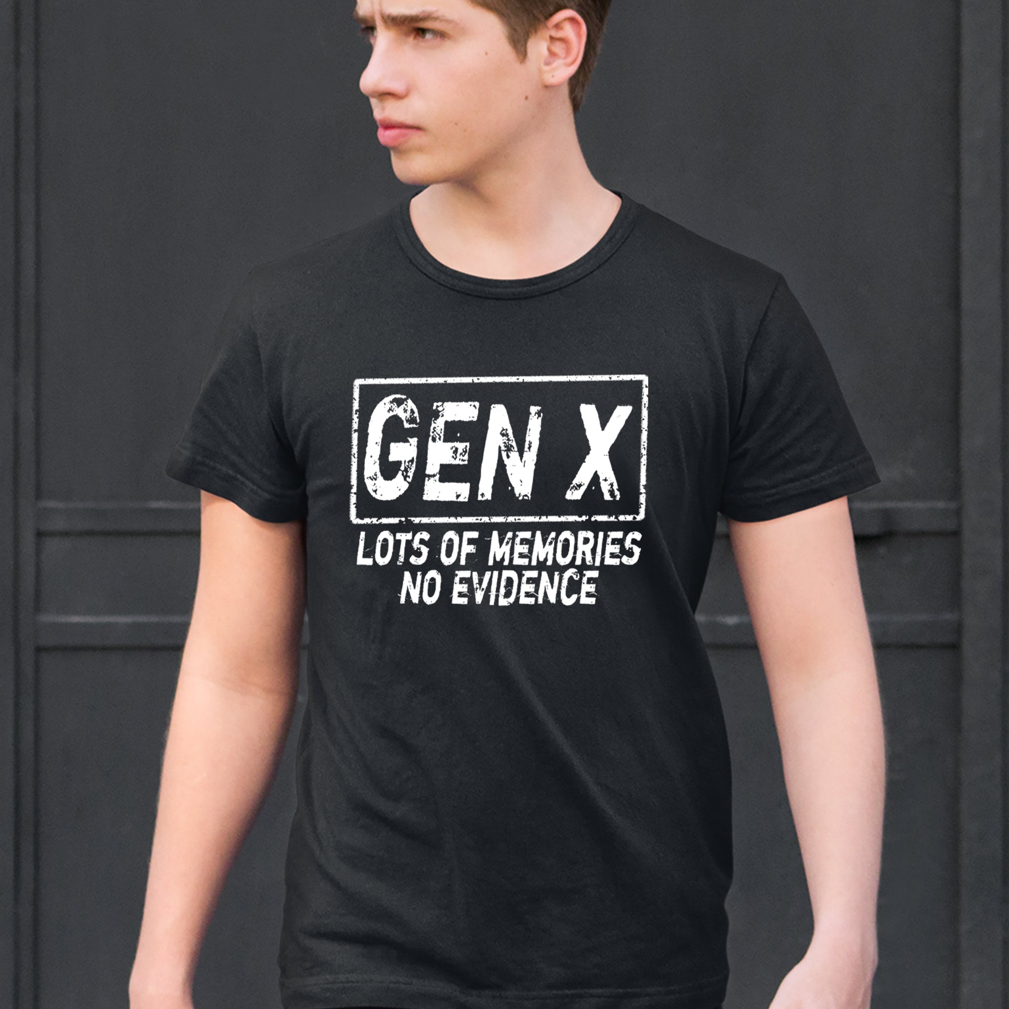 Gen X Lots of Memories No Evidence Nostalgia Mens T-shirt 