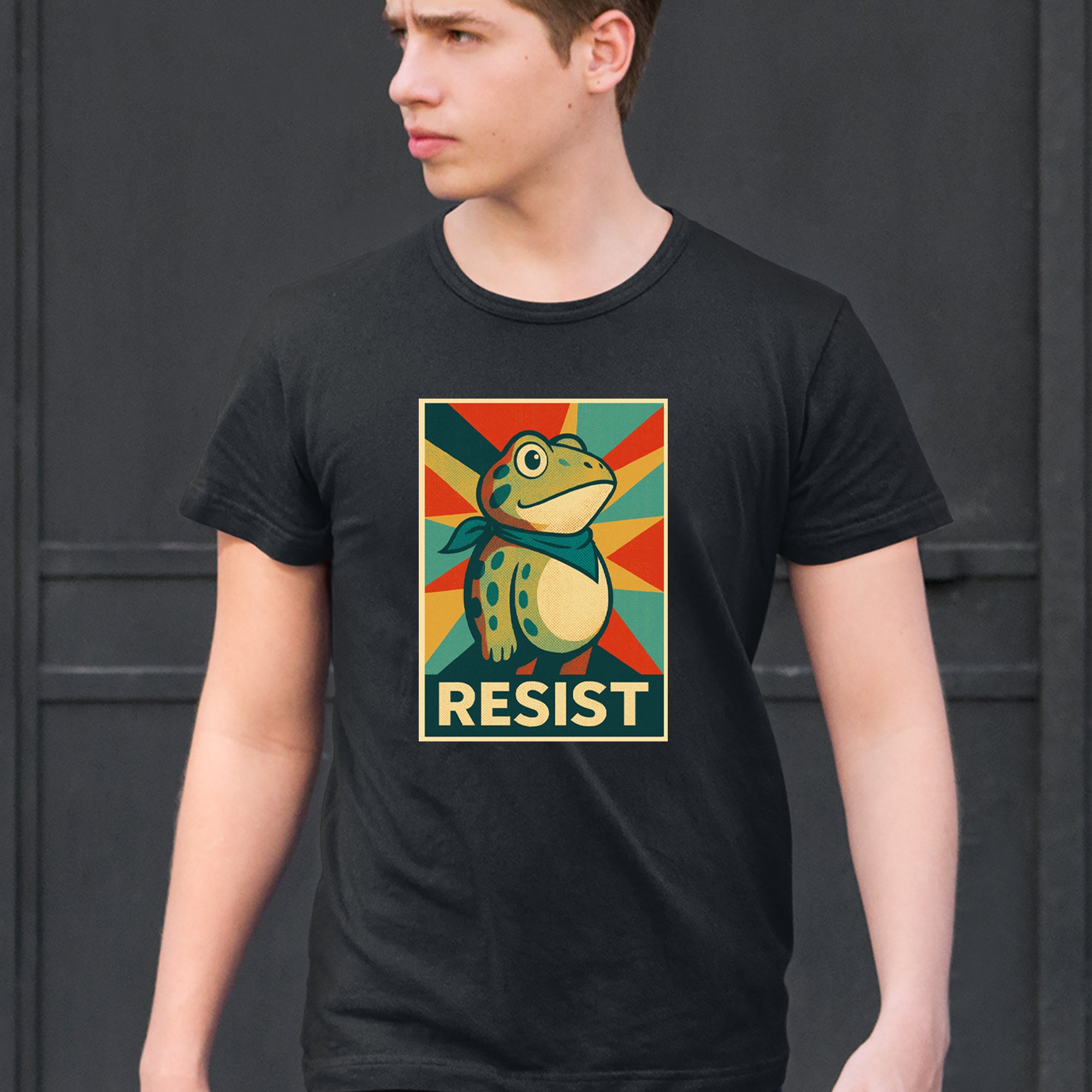 Resist Portland Protest Frog Mens T-shirt 