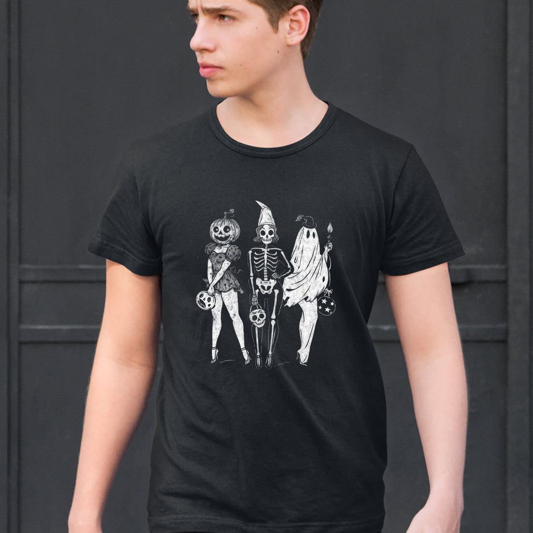 Vintage Spooky Squad Pinup Halloween Design Mens T-shirt 