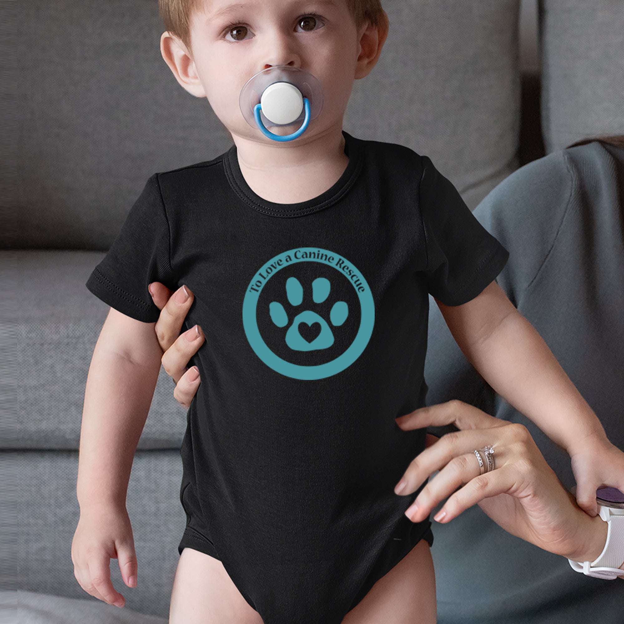 TLC To Love a Canine Dog Rescue Teal Infant One-Piece Romper Bodysuit Or Toddler T-shirt 