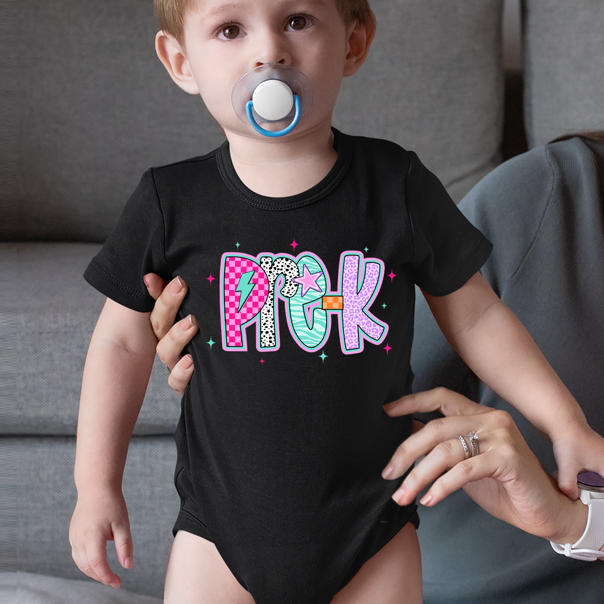 Pre-K Party Time Colorful Back to School Infant One-Piece Romper Bodysuit Or Toddler T-shirt 