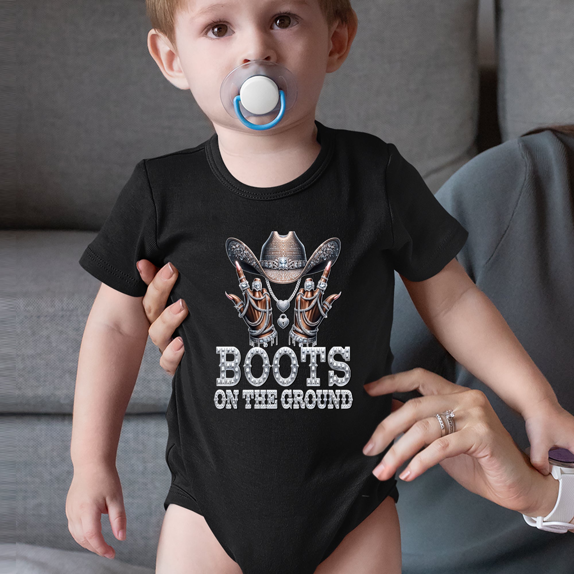 Boots On The Ground Bling Infant One-Piece Romper Bodysuit Or Toddler T-shirt 