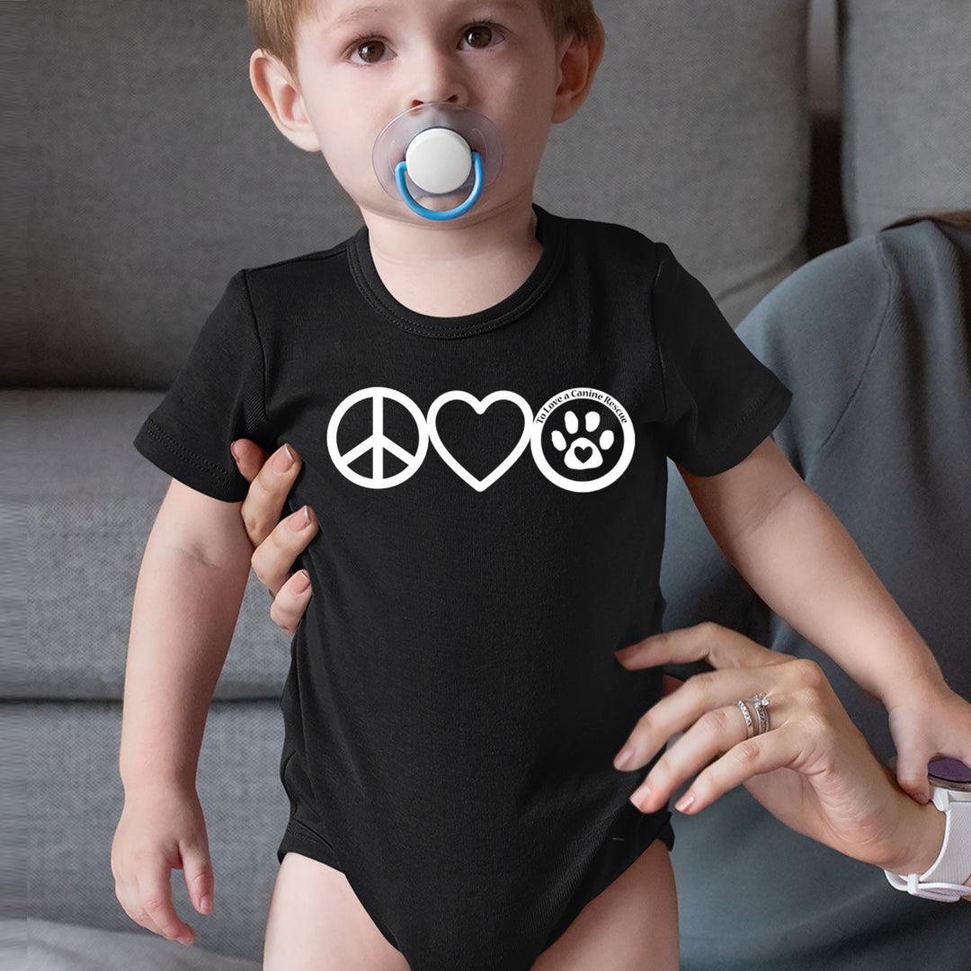 Peace, Love and TLC Dog Rescue Infant One-Piece Romper Bodysuit Or Toddler T-shirt 