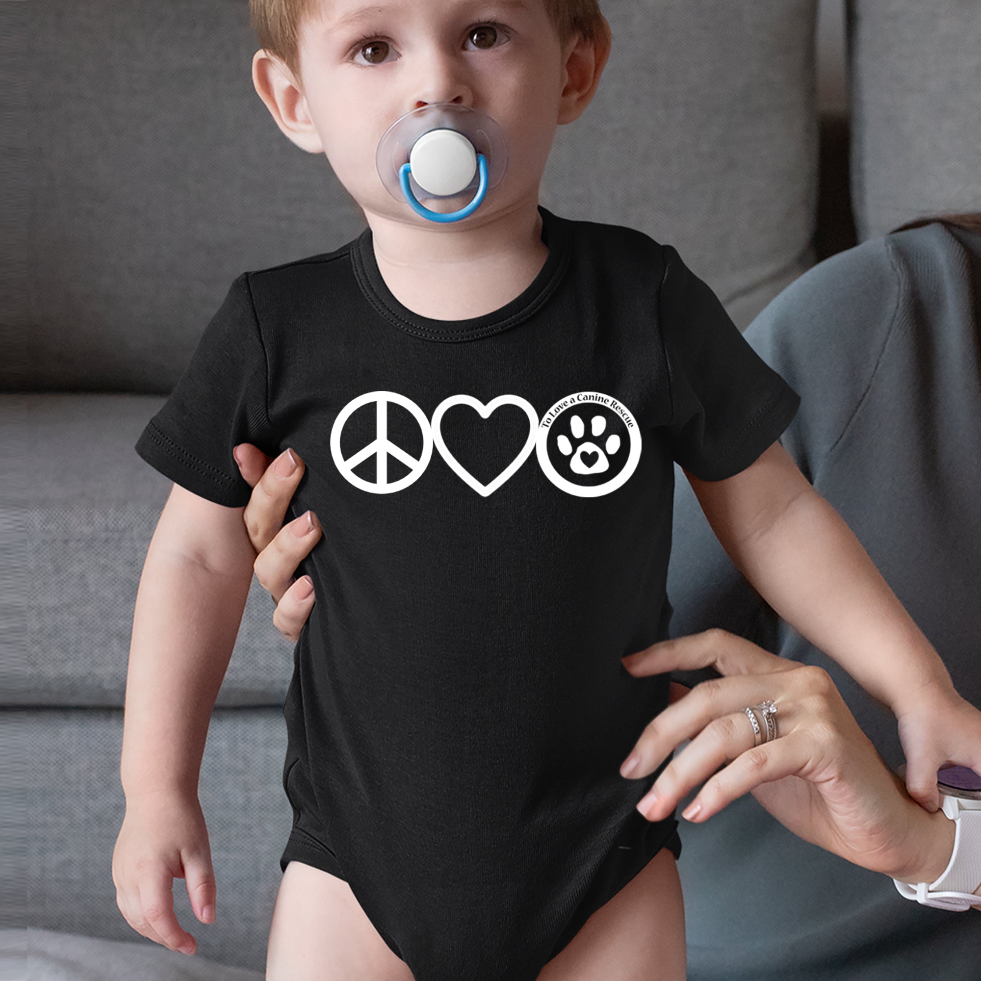 Peace, Love and TLC Dog Rescue Infant One-Piece Romper Bodysuit Or Toddler T-shirt 
