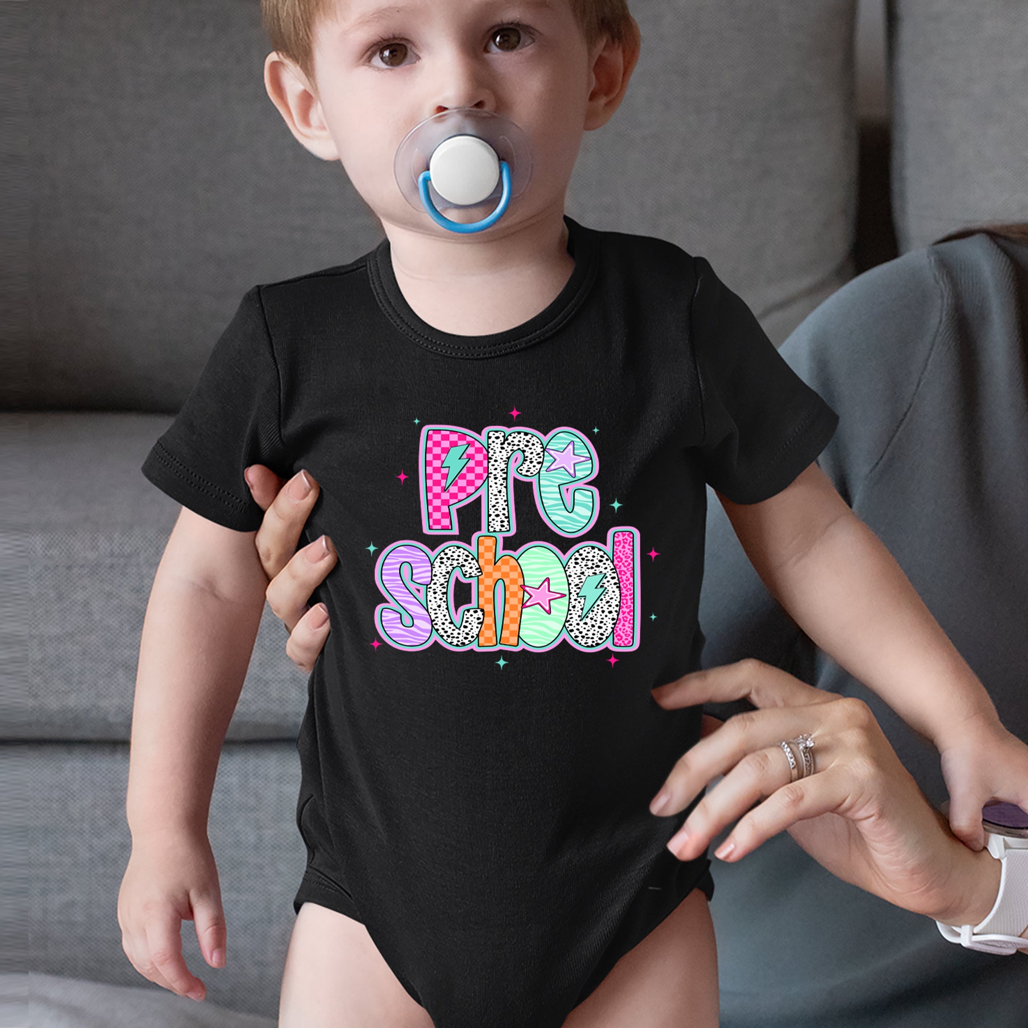 Preschool Power Colorful Back to School Infant One-Piece Romper Bodysuit Or Toddler T-shirt 