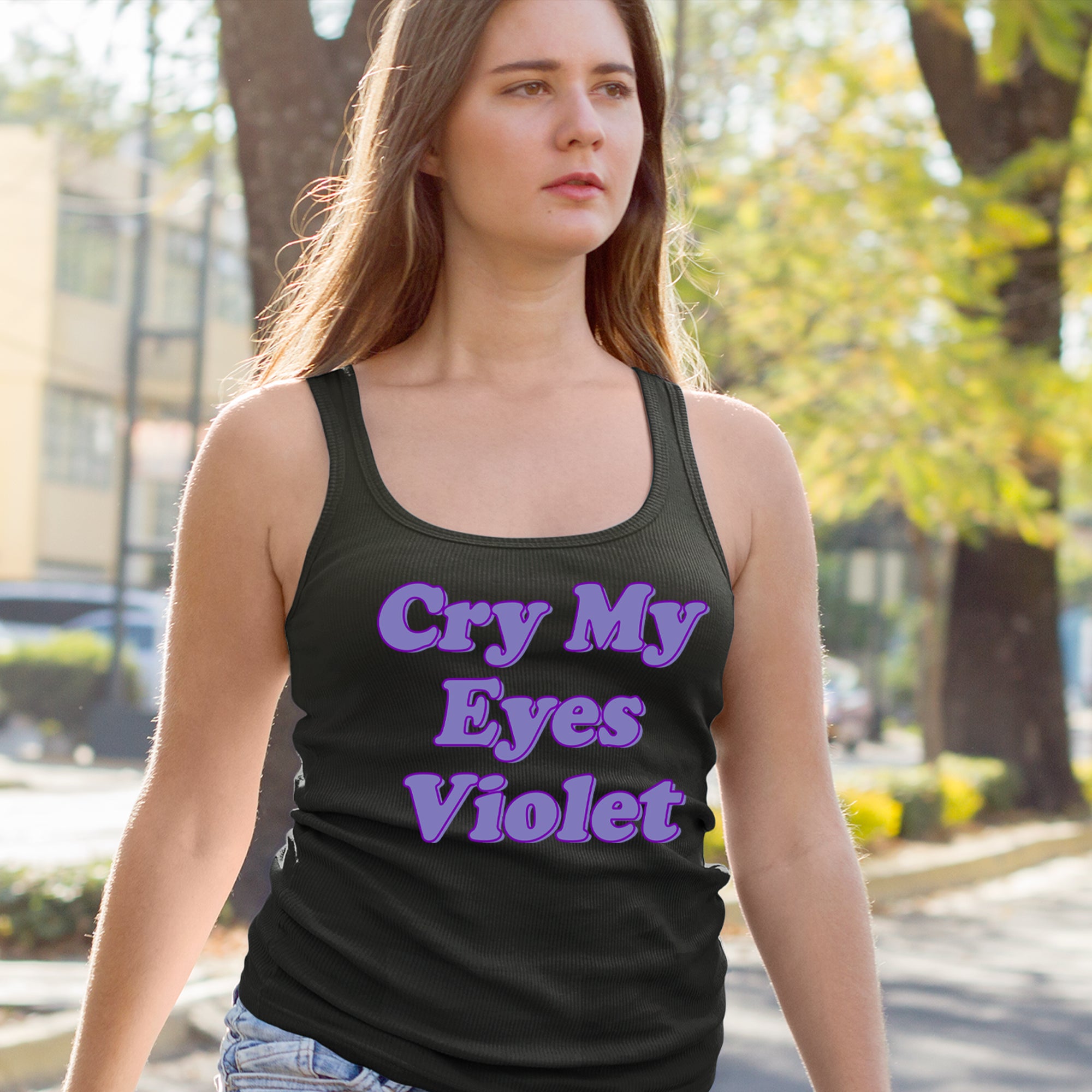 Cry My Eyes Violet Drama Queen Racerback Tank Top for Women 