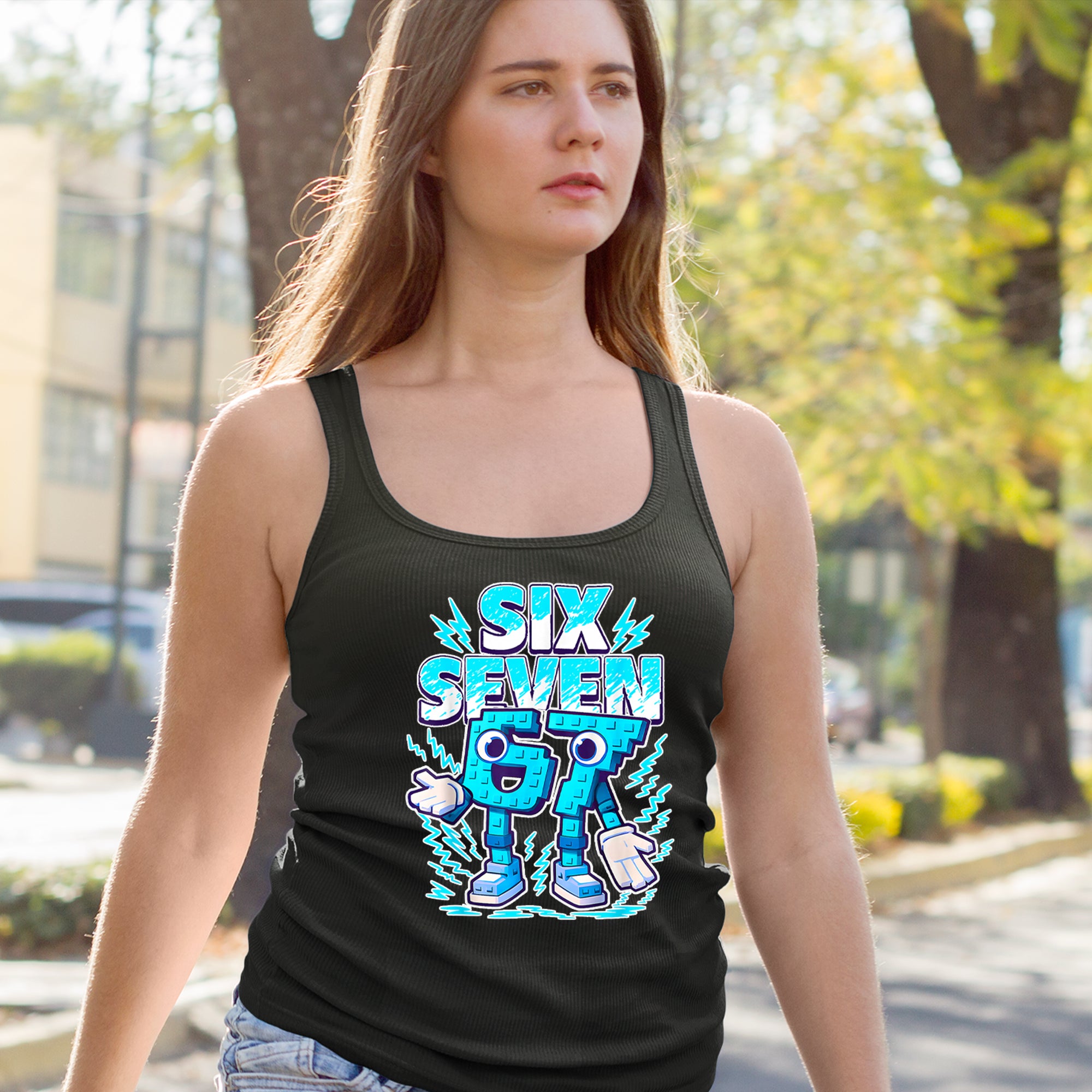 67 Brainrot Meme Slang Racerback Tank Top for Women 