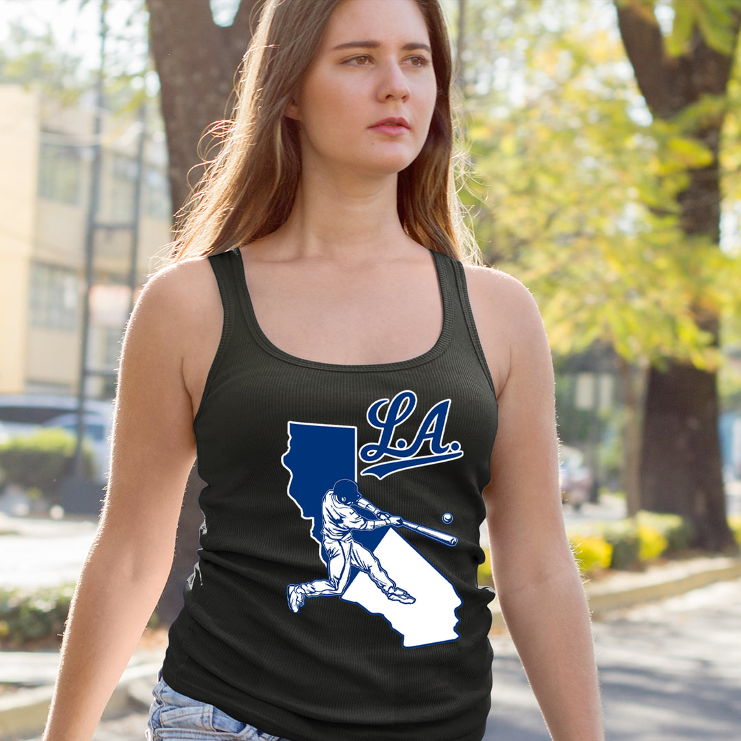 Los Angeles Baseball Batter Up Racerback Tank Top for Women 