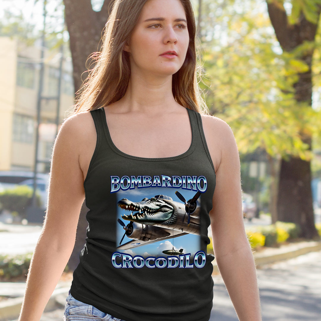 Bombardino Crocodilo Brainrot Racerback Tank Top for Women 