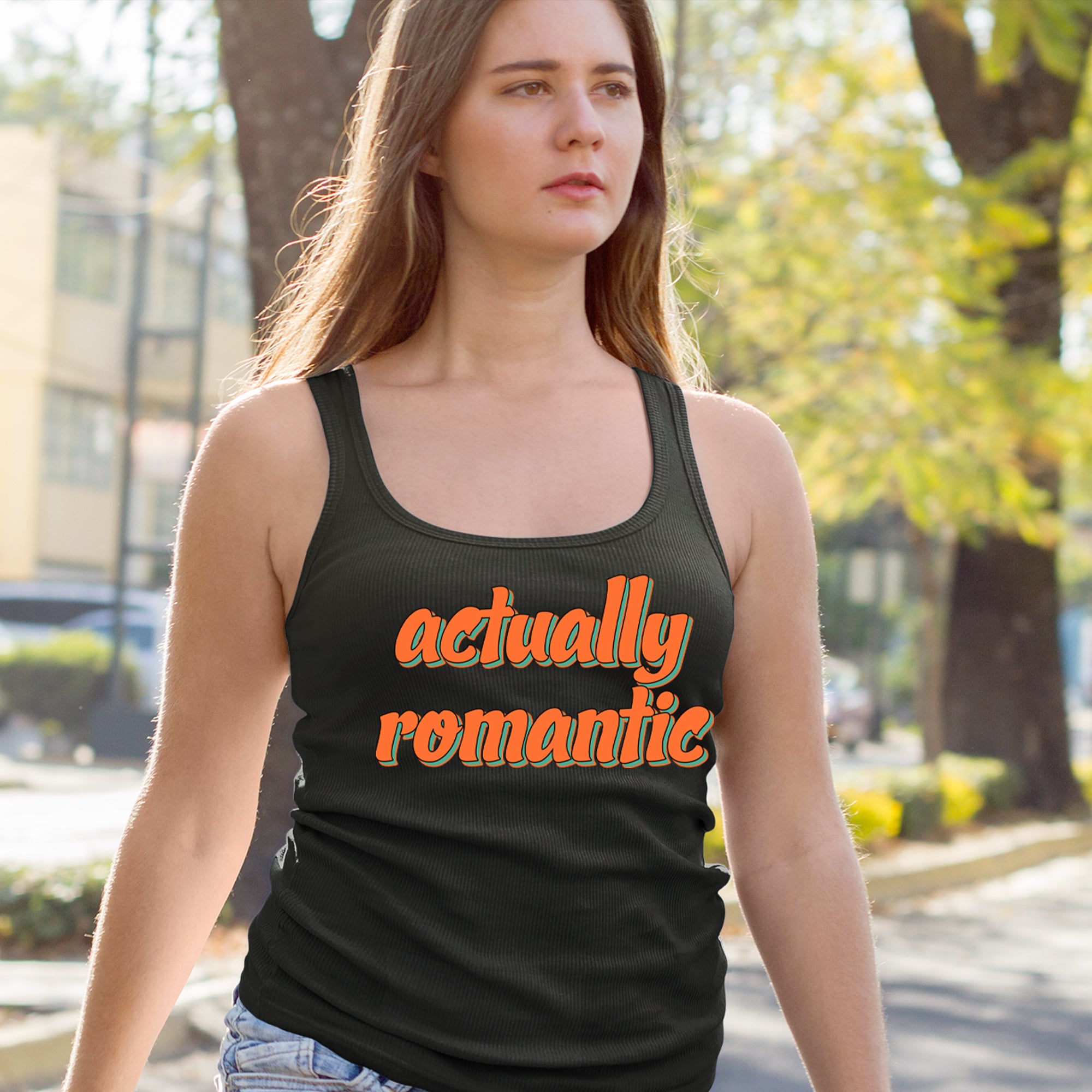 Actually Romantic Racerback Tank Top for Women 