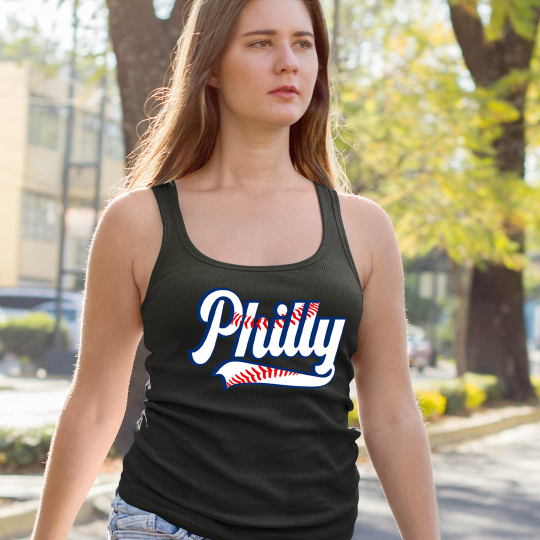 Philly Baseball Stitching Racerback Tank Top for Women 
